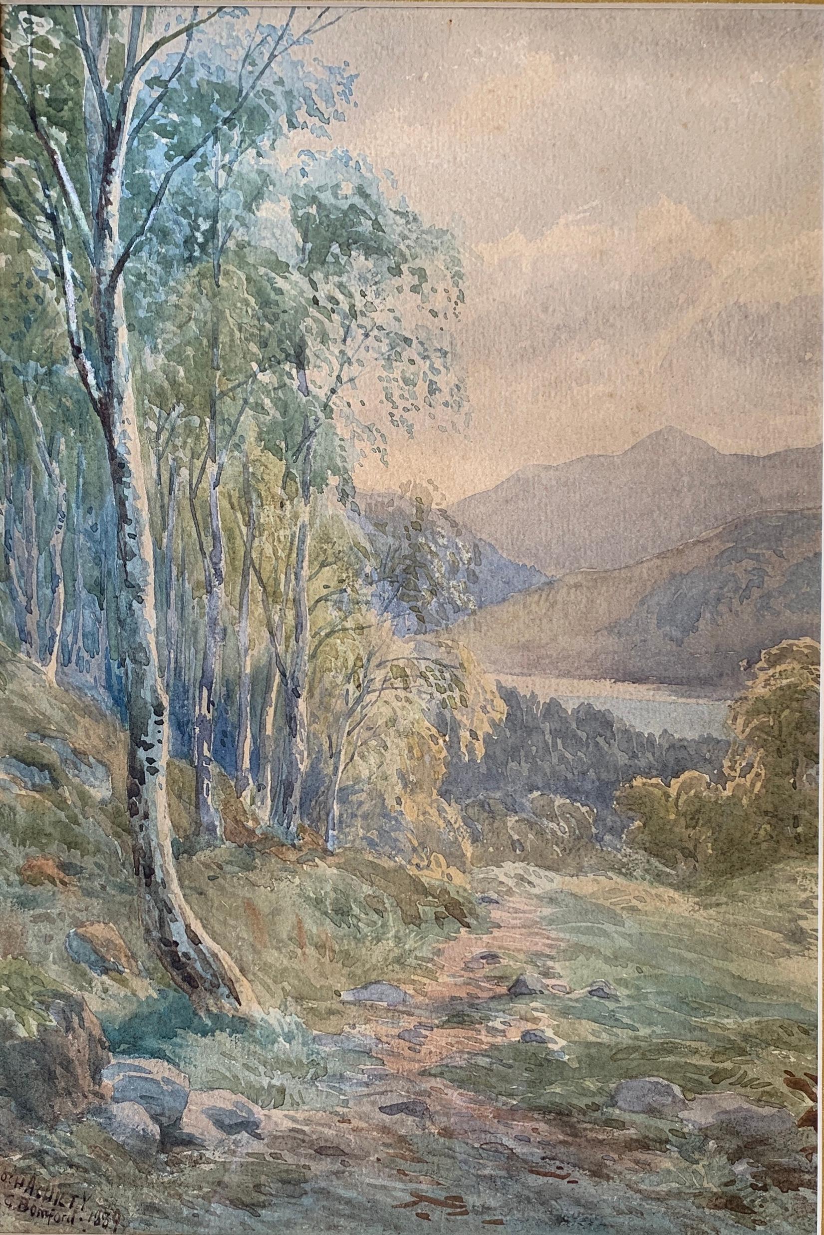 Belle aquarelle originale signée du peintre anglais décédé, le révérend Laurence George Bomford (1847-1926), intitulée 