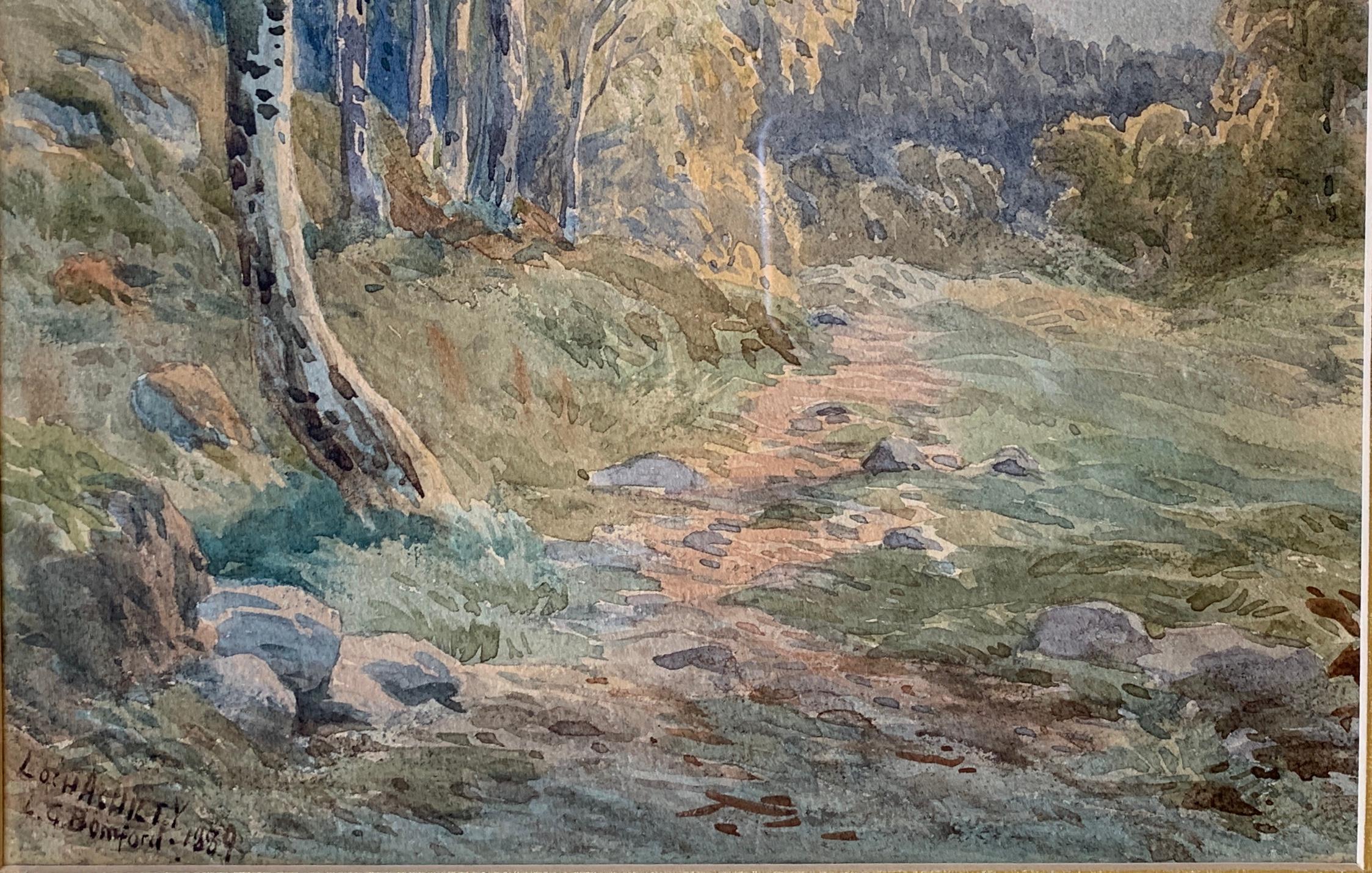 Late 19th Century Original 19th Century “Loch Achilty” Watercolor Painting by L.G. Bomford, 1889 For Sale