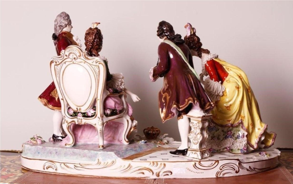 Groupe de porcelaine d'origine du 19ème siècle de qualité muséale de Dresde Excellent état - En vente à New York, NY