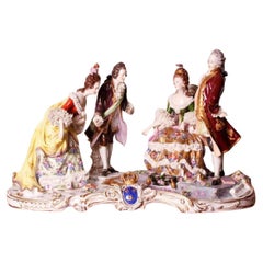 Originale figurale Dresdener Paar-Porzellangruppe in Museumsqualität des 19. Jahrhunderts