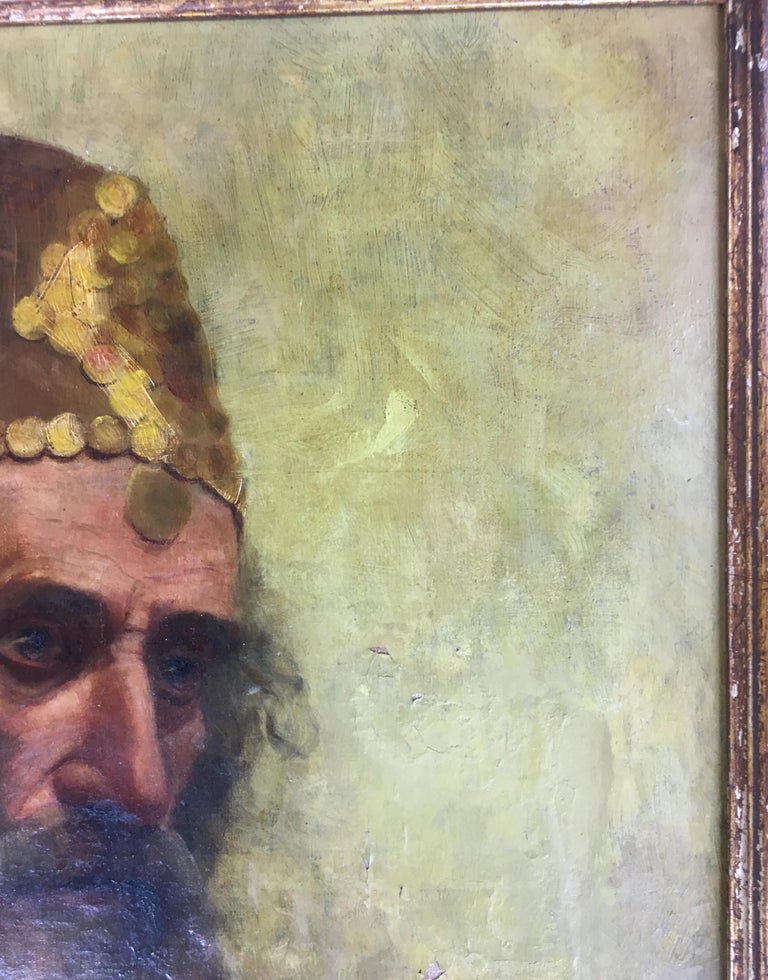 19th Century Oil on Canvas Painting of a Holy Man, Prophet For Sale 4