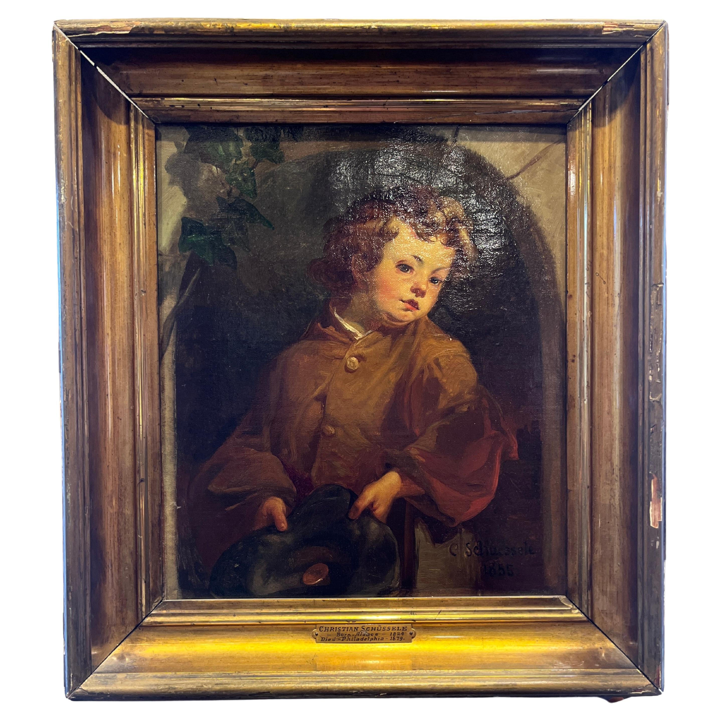 Original 19th Century  Oil Painting by Christian Schussele For Sale