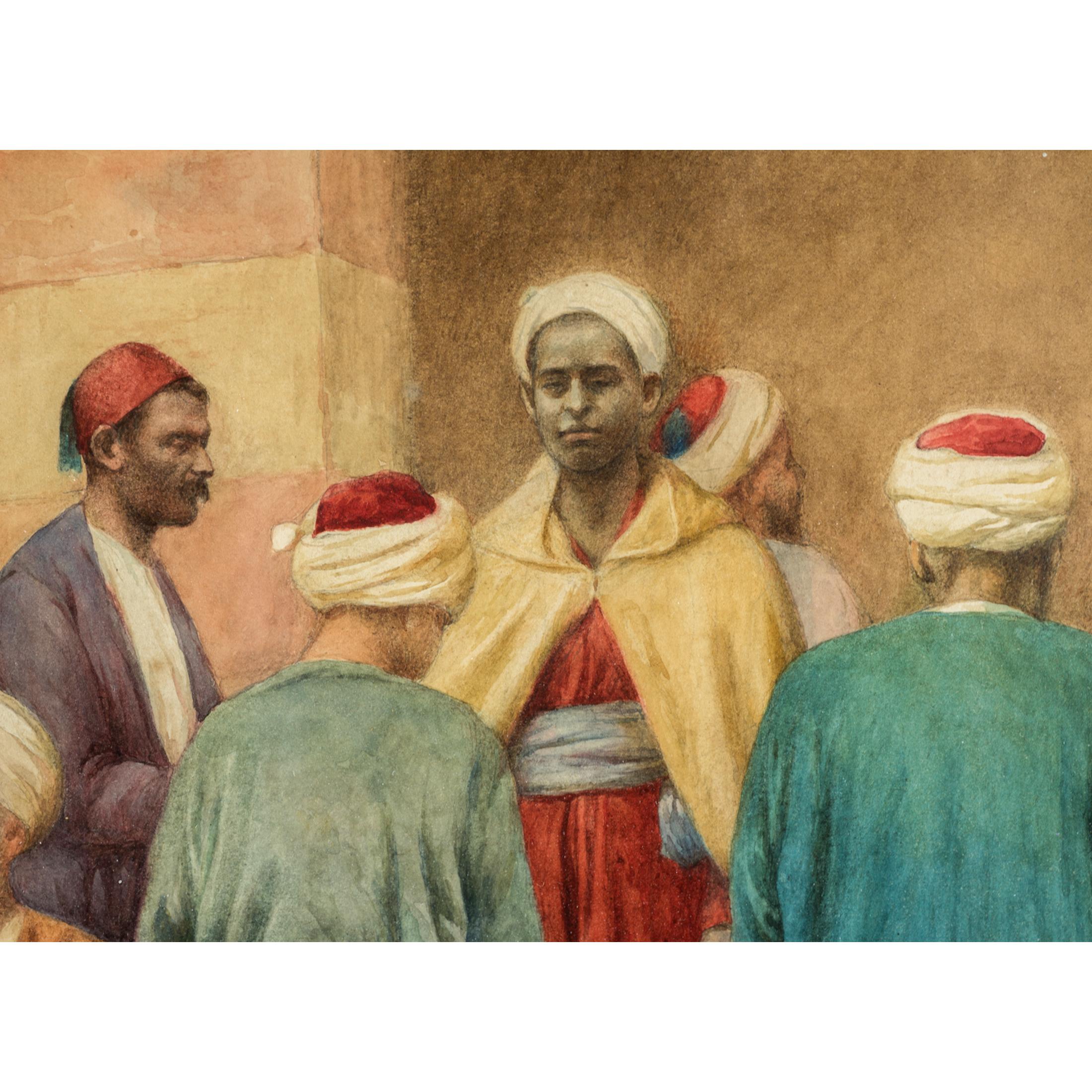 Islamic Original 19th Century Orientalist Watercolor Painting by Enrico Tarenghi