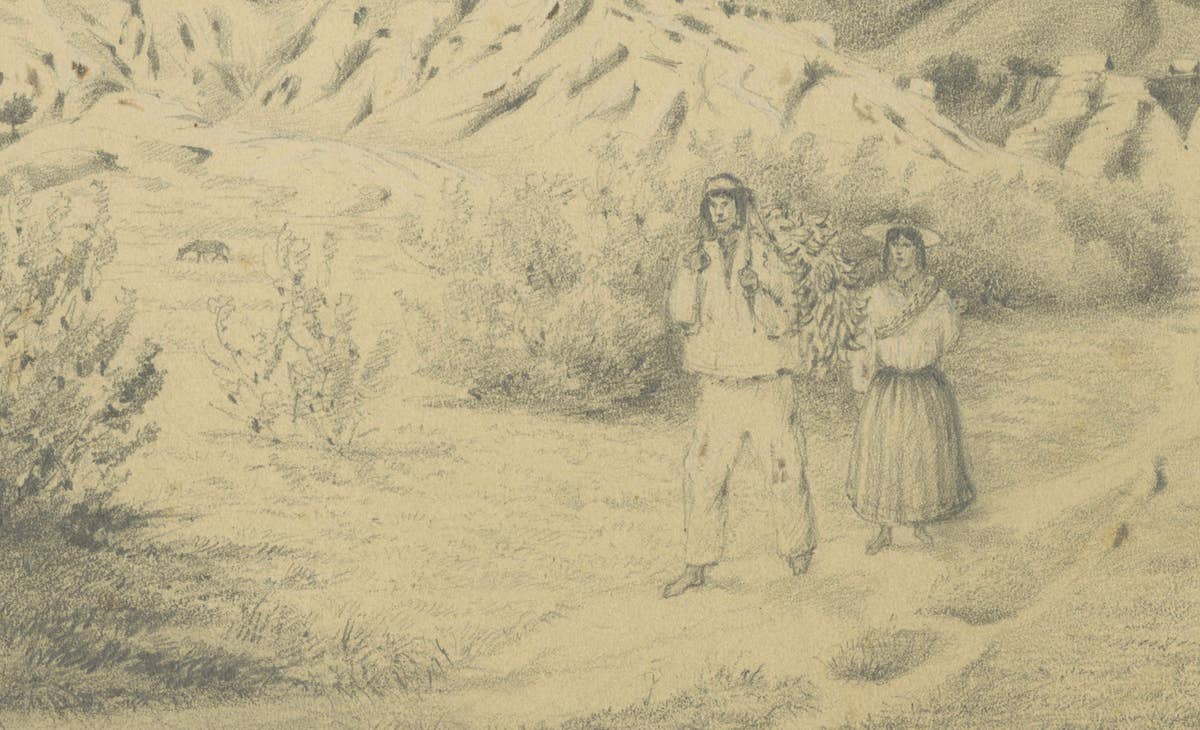 Original 19th Century Pencil Drawing of Moyobamba, Peru, ca.1850