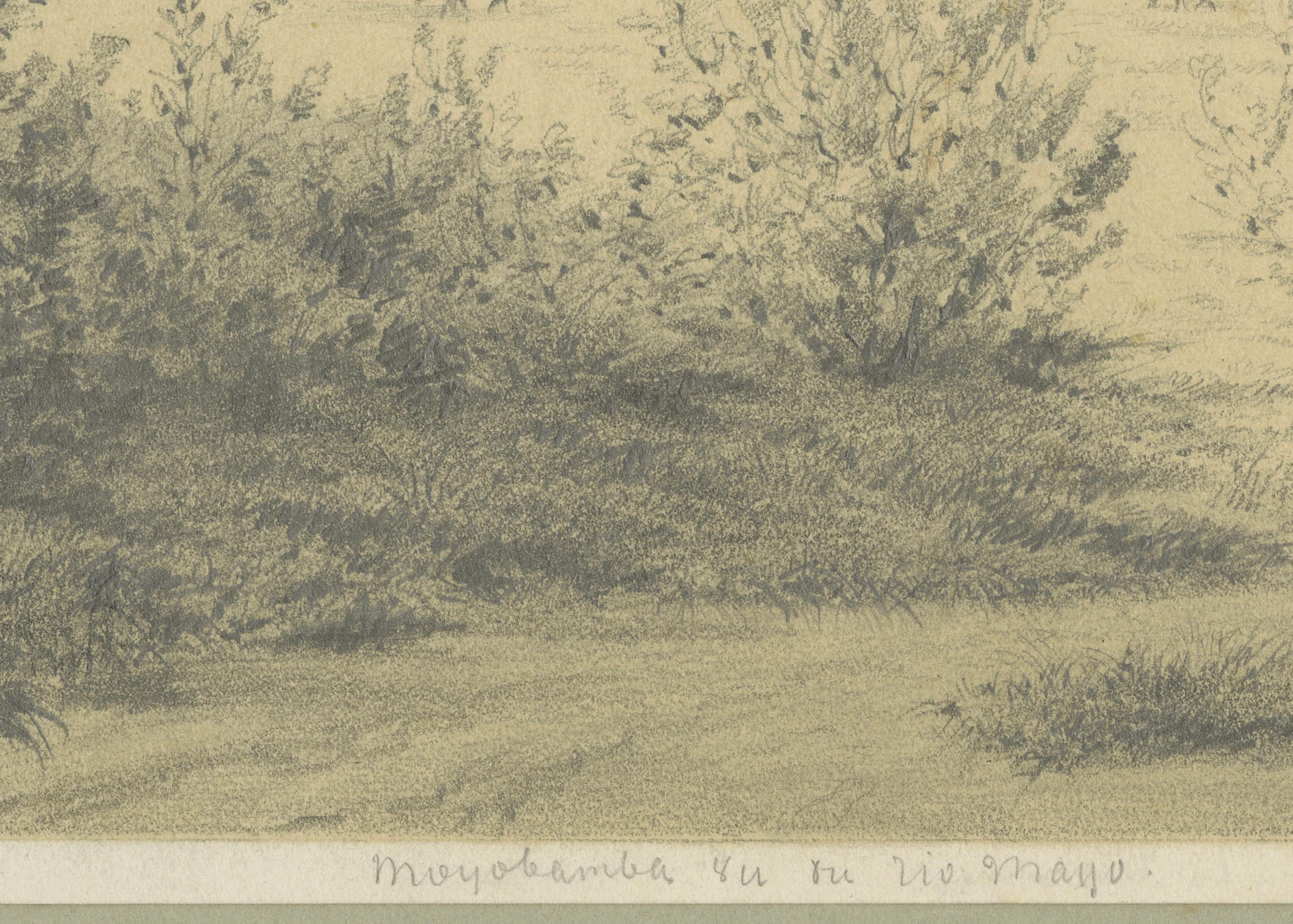 Original 19th Century Pencil Drawing of Moyobamba, Peru, ca.1850