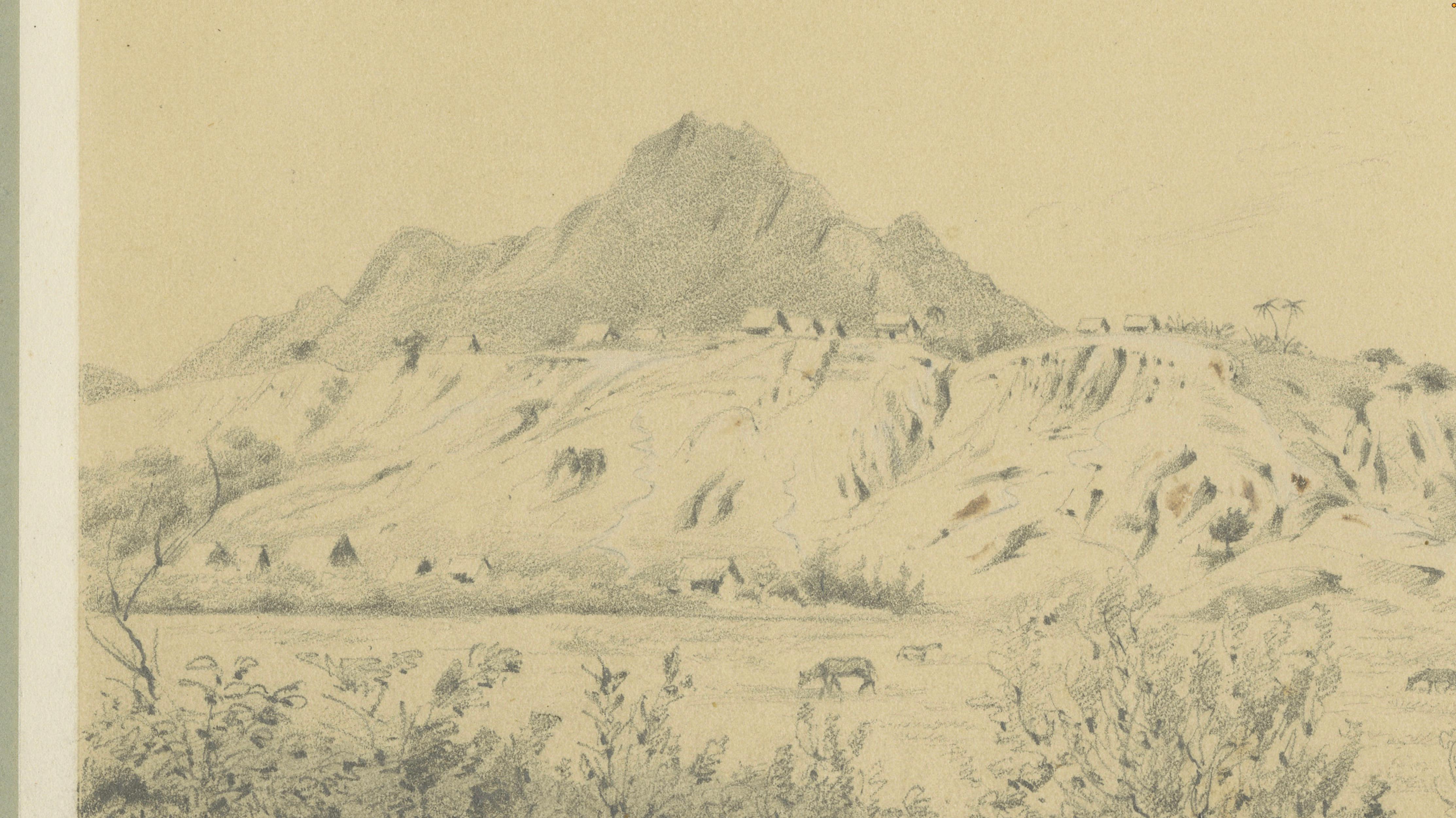 Original 19th Century Pencil Drawing of Moyobamba, Peru, ca.1850