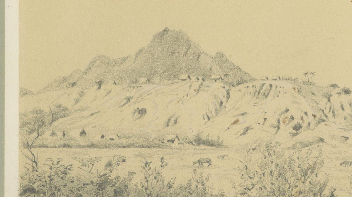 Original 19th Century Pencil Drawing of Moyobamba, Peru, ca.1850
