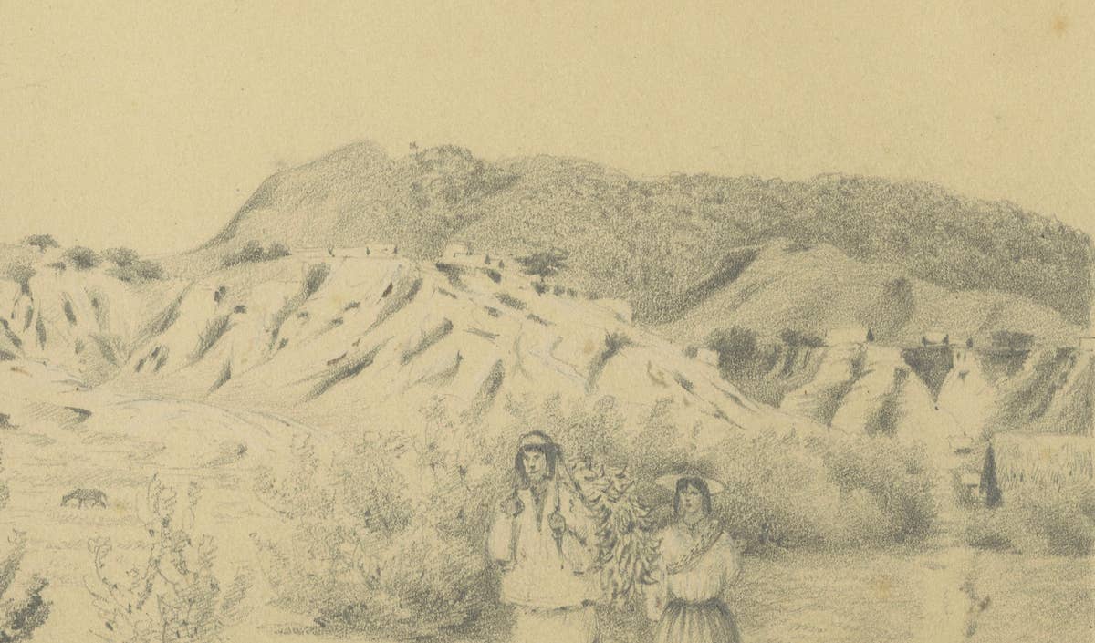 Original 19th Century Pencil Drawing of Moyobamba, Peru, ca.1850