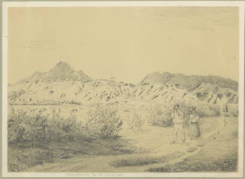 Original 19th Century Pencil Drawing of Moyobamba, Peru, ca.1850