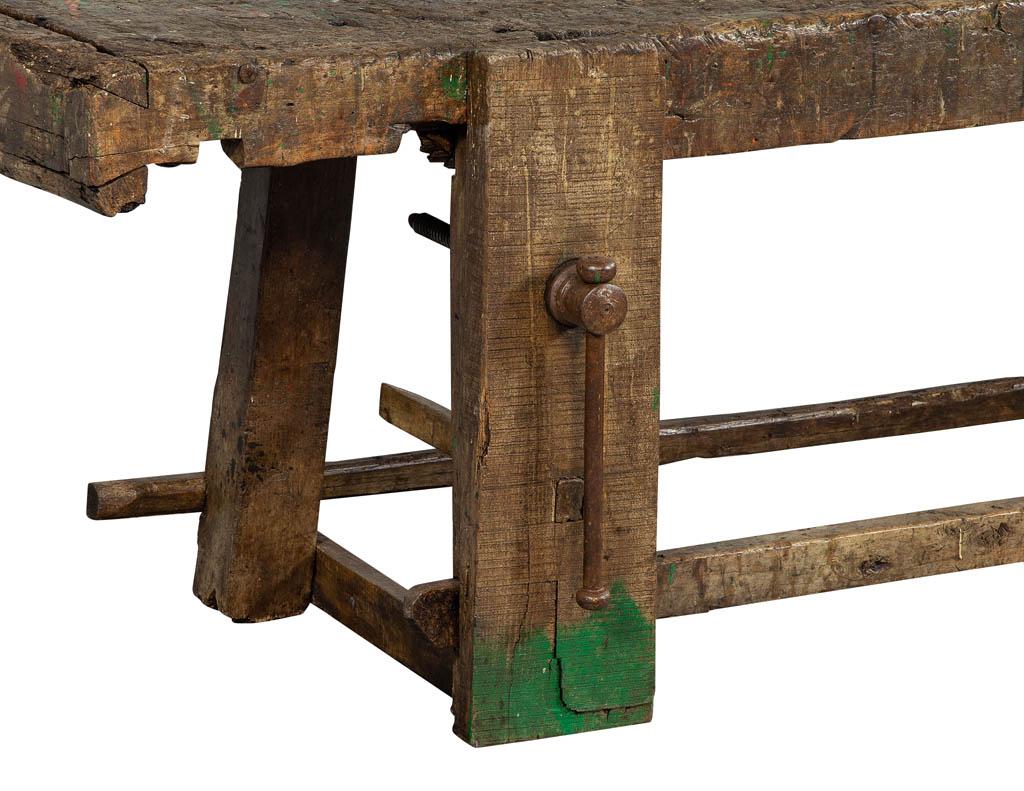 Original 19th Century Rustic Craftsmen Work Table Bench In Good Condition In North York, ON