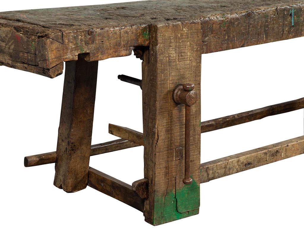 Metal Original 19th Century Rustic Craftsmen Work Table Bench