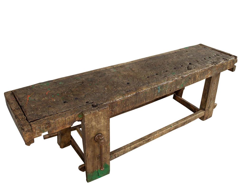 Original 19th Century Rustic Craftsmen Work Table Bench 1