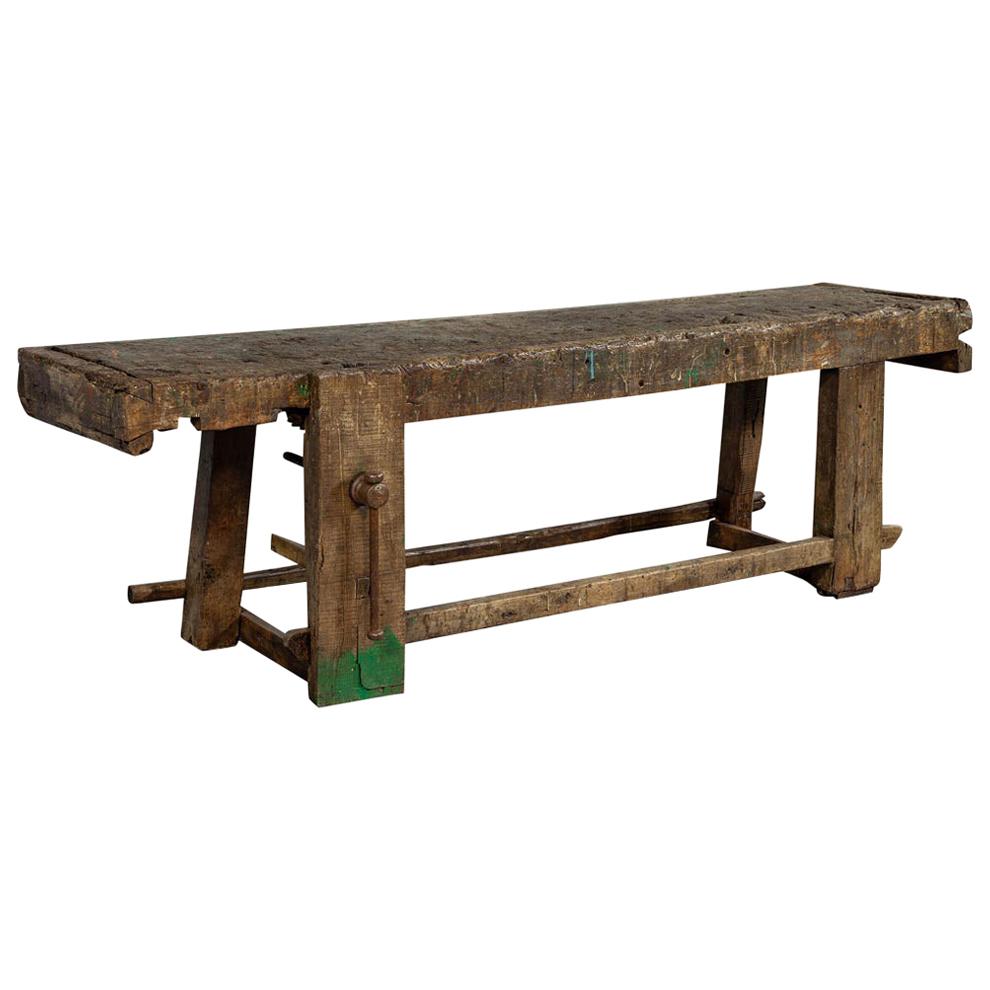 Original 19th Century Rustic Craftsmen Work Table Bench