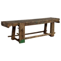 Used Original 19th Century Rustic Craftsmen Work Table Bench