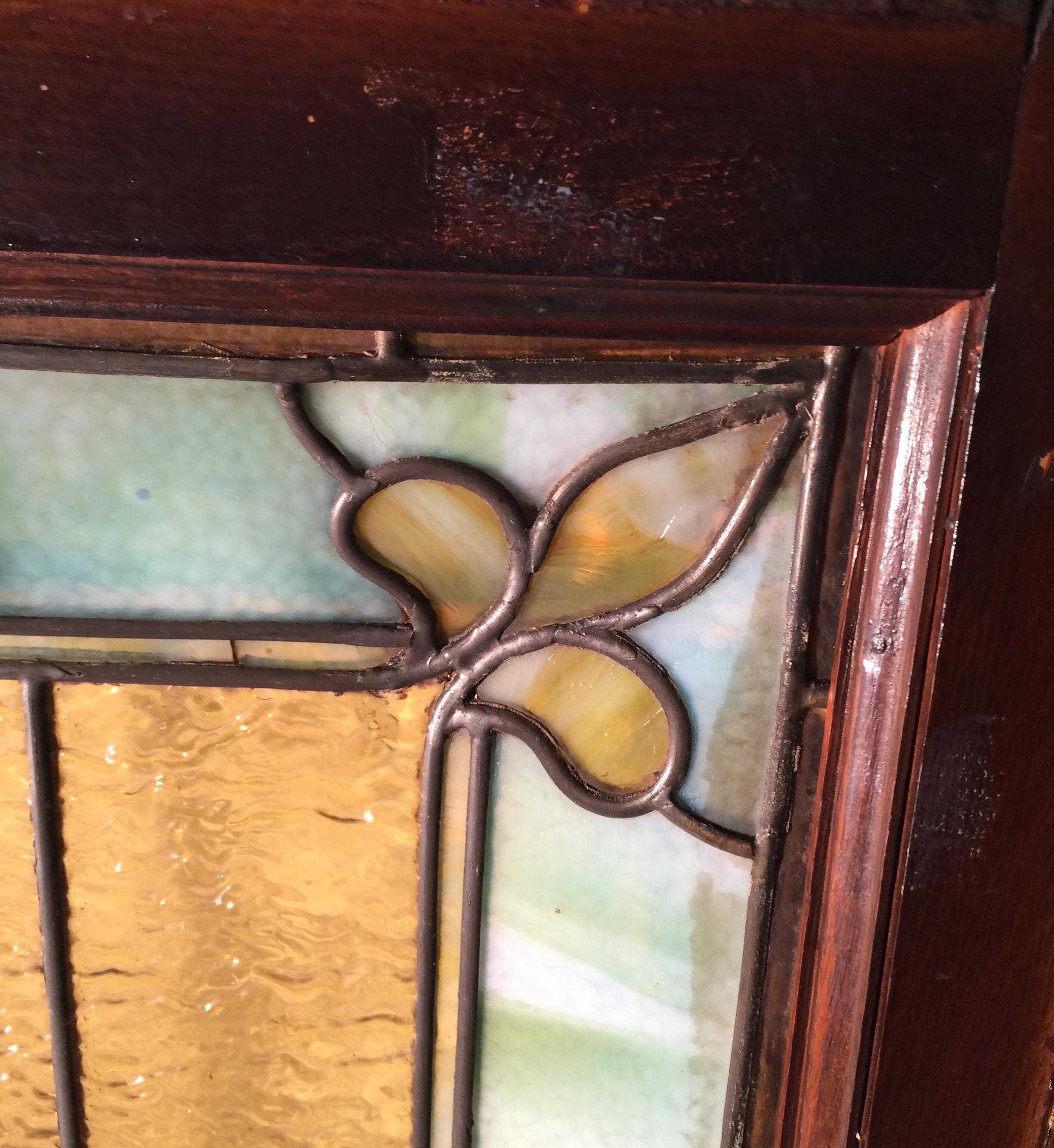 Original 19th Century Stained Glass Panel with Wood Frame 7
