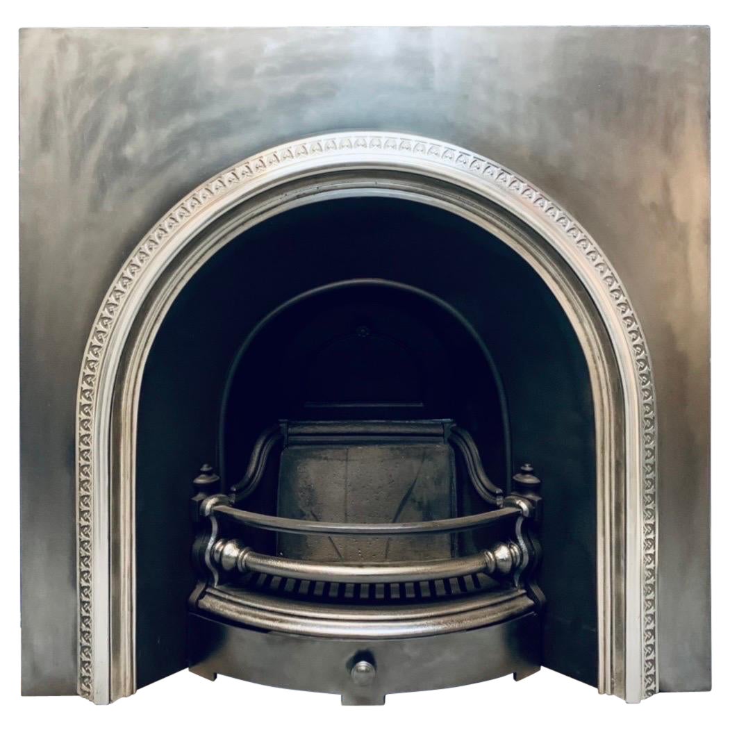 Original 19th Century Victorian Scottish Arched Cast Iron Fireplace Insert.