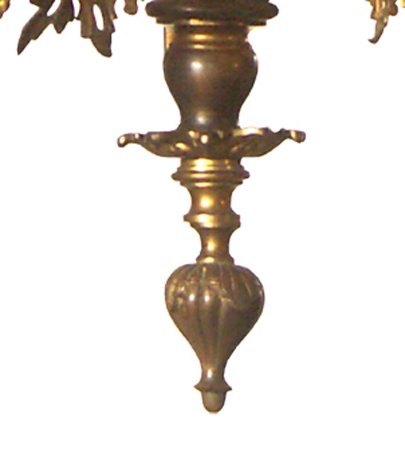 Original 19th Historistic Brass and Ceramic Baroque or Rococo Chandelier For Sale 1