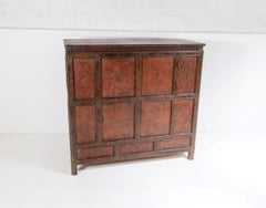 Original 19thC Large Chinese Tibetan Hand Painted Lacquered Cupboard Sideboard
