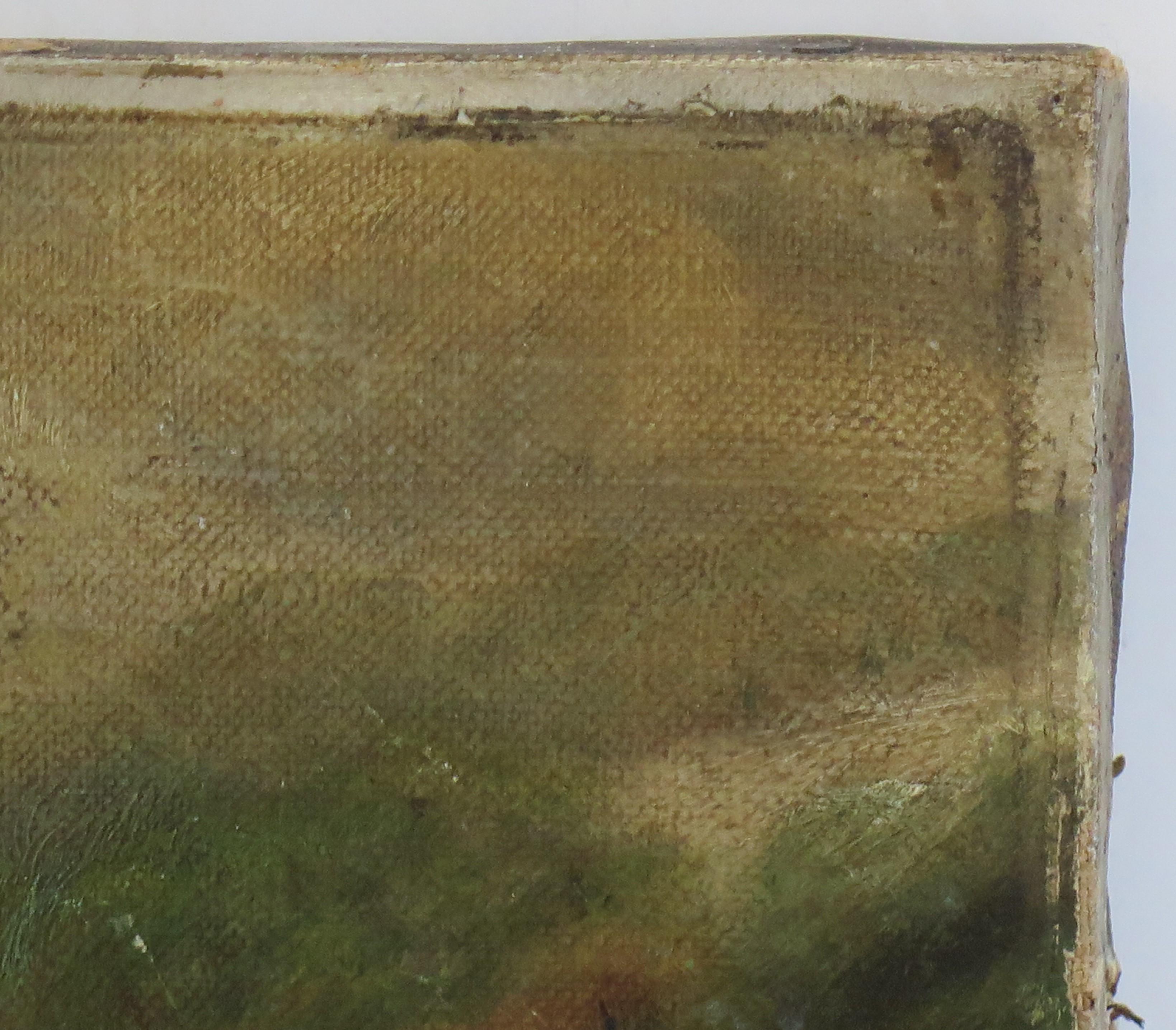 Petite peinture à l'huile originale sur toile - Paysage colonial de ville de Shanty, 19e siècle en vente 4