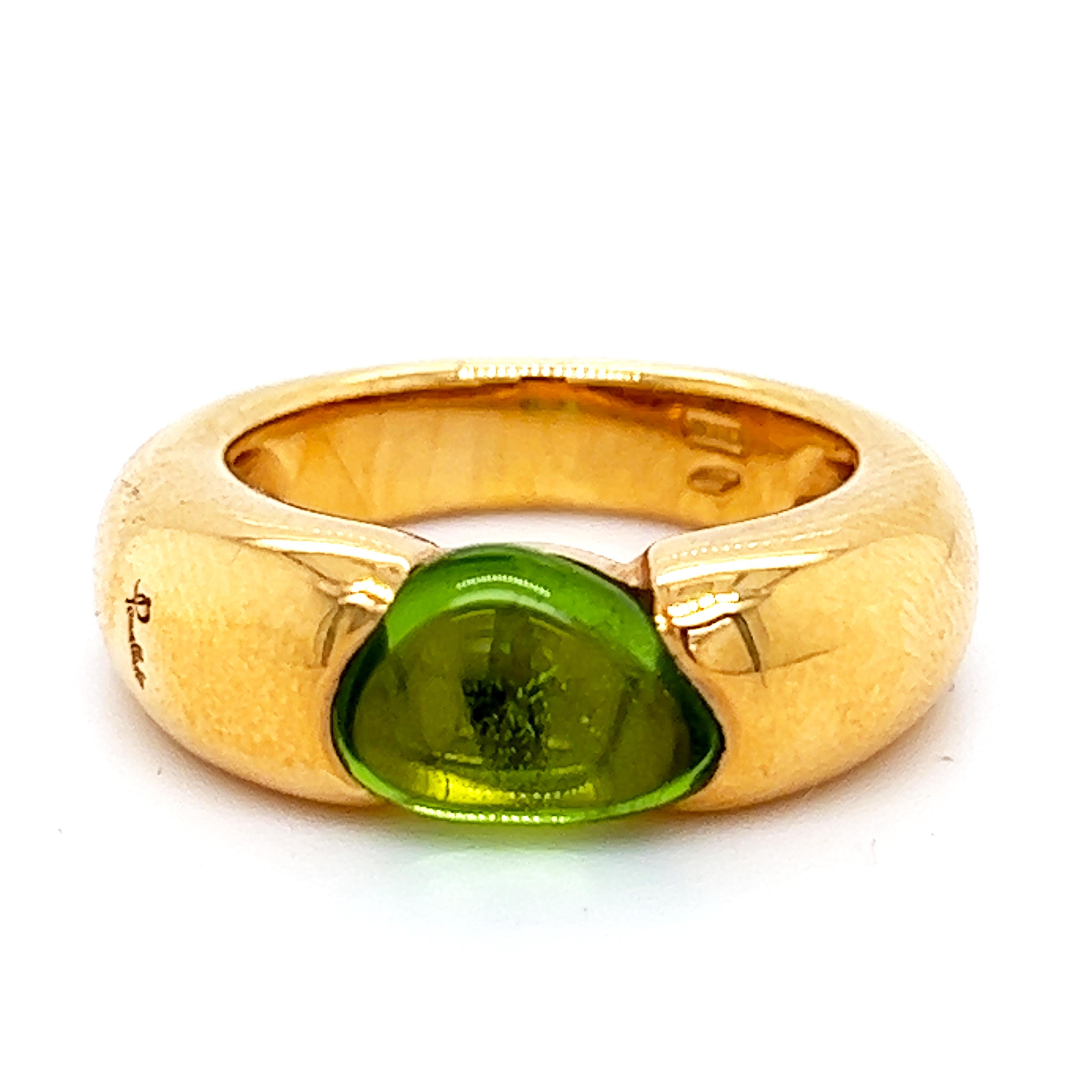 Contemporary Original 2000 Pomellato Sassi Peridot 18k Yellow Gold Cocktail Ring