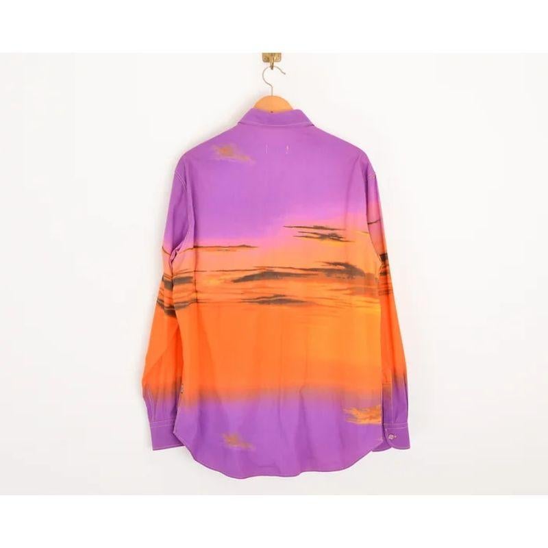 Pink Original 2000's Vintage Moschino Sunset Print long sleeve Patterned Shirt For Sale