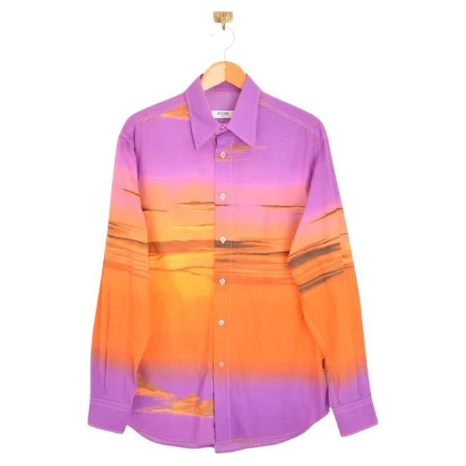 Original 2000's Vintage Moschino Sunset Print long sleeve Patterned Shirt For Sale