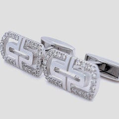 Original 2010 Bulgari White Diamond White Gold Cufflinks