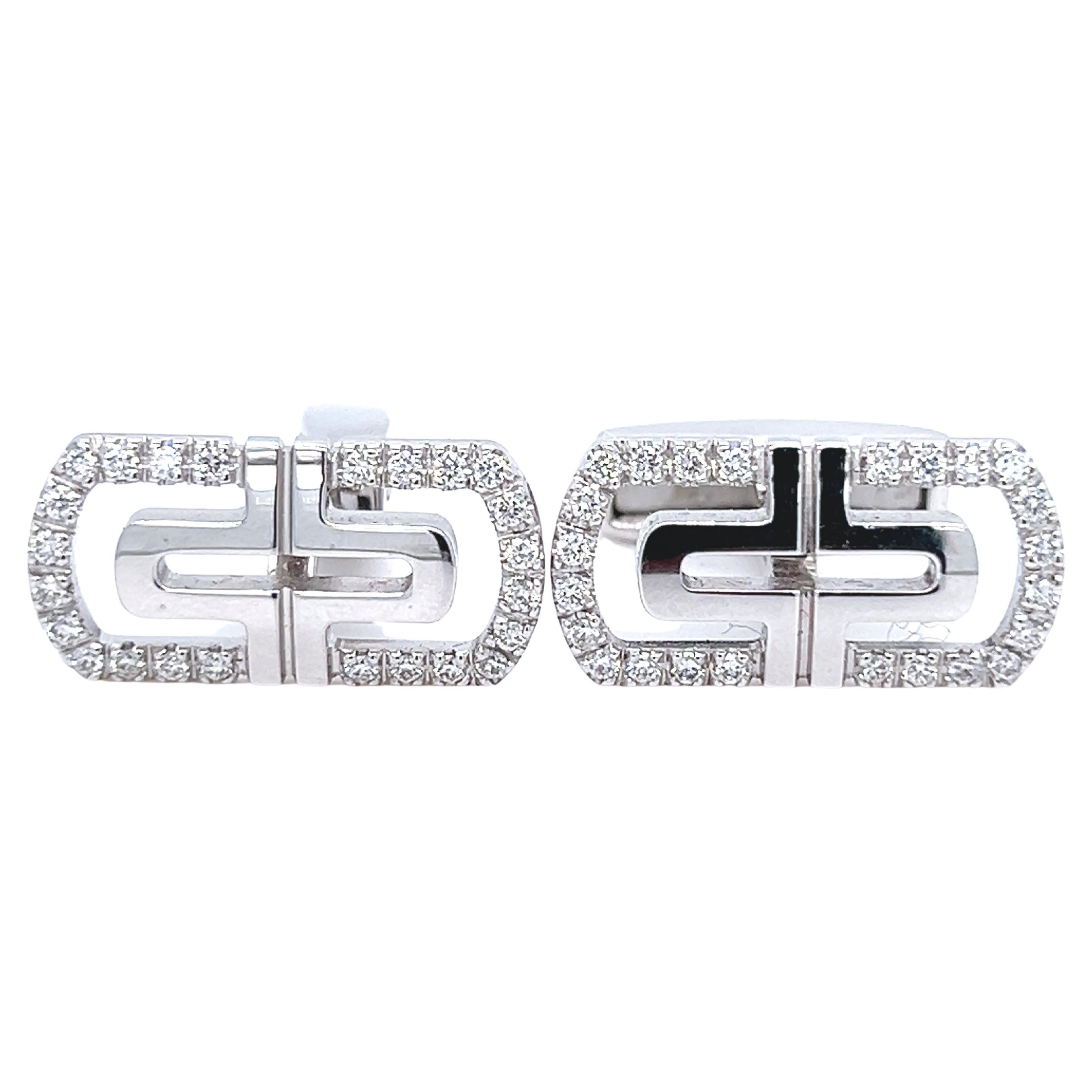 Original 2010 Bulgari White Diamond White Gold Cufflinks For Sale