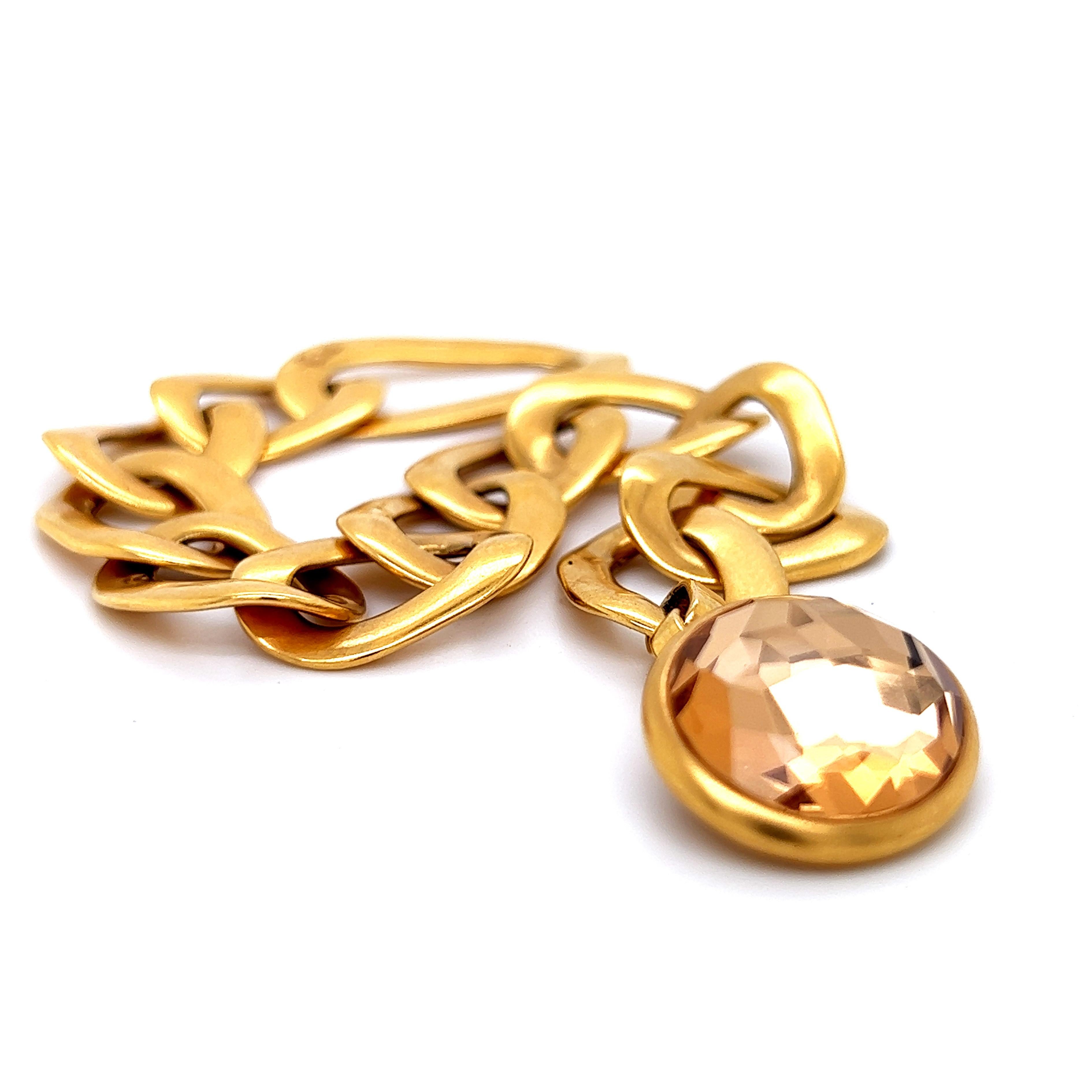 One-of-a-kind, Extra-ordinary, Original 2010 Chic and absolutely Timeless Pomellato Narciso Collection Chain Bracelet, a beautiful example of Italian Craftsman of the period: a Natural Citrine, Special Oval Mirror Cut (from this detail the name