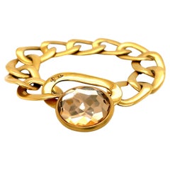Original 2010 Iconic Pomellato Narciso Citrine Quartz Yellow Gold Chain Bracelet