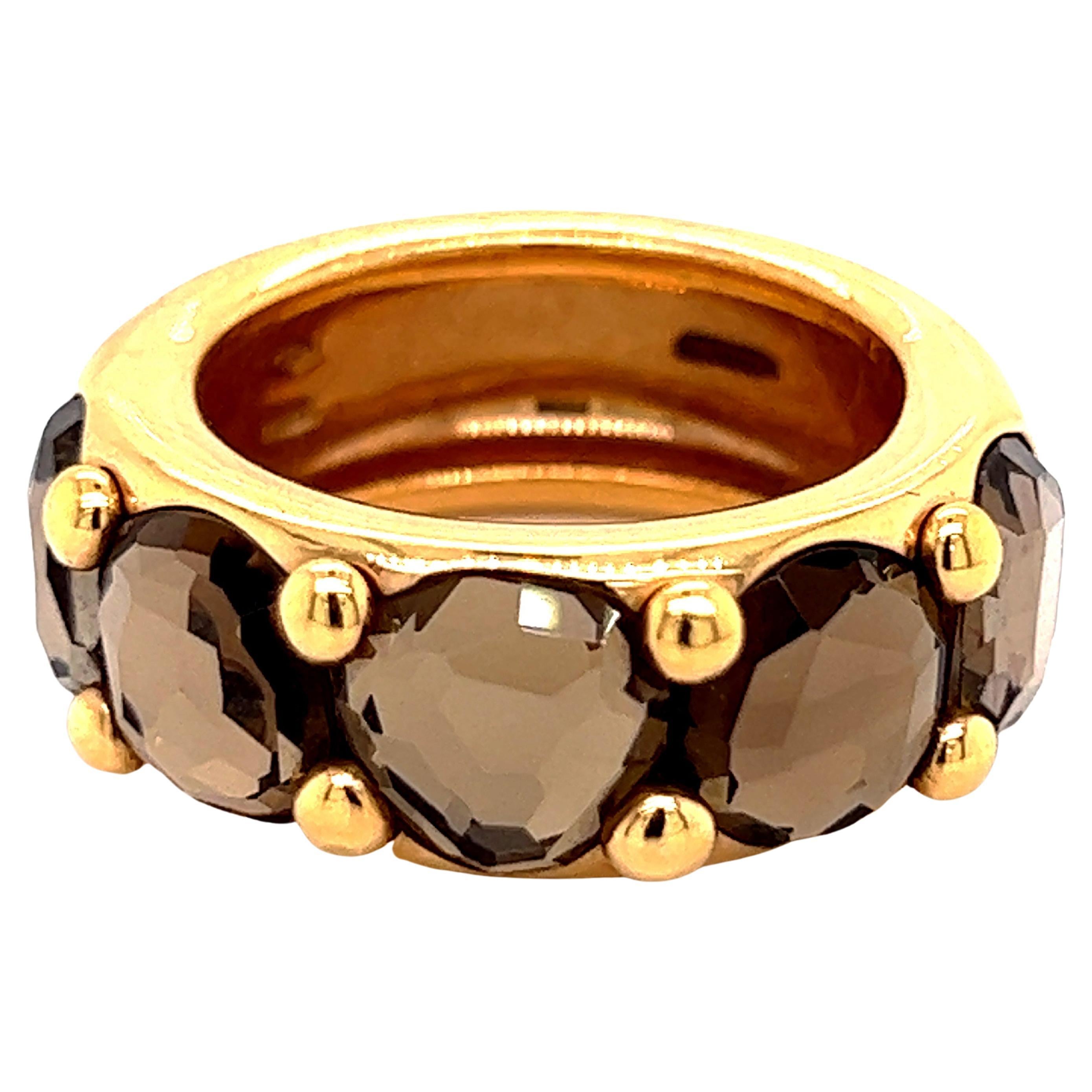 Original 2010 Iconic Pomellato Narciso Smoky Quartz Yellow Gold Ring For Sale
