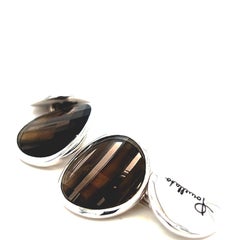 Original 2012 Pomellato Victoria Smoky Quartz Sterling Gold Plated Cufflinks