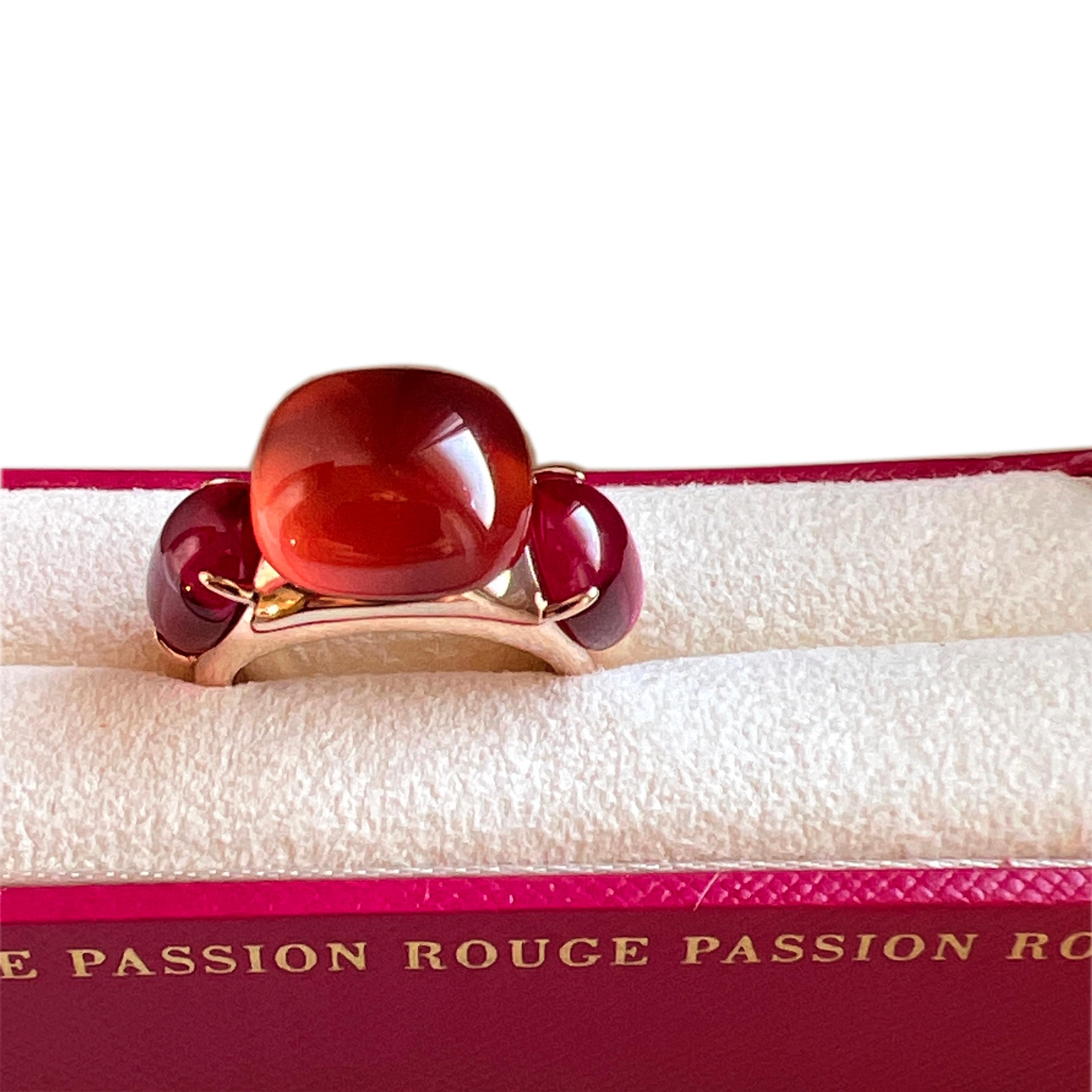 Original 2013 Pomellato Rouge Passion Orange Sapphire Rose Gold Cocktail Ring 2