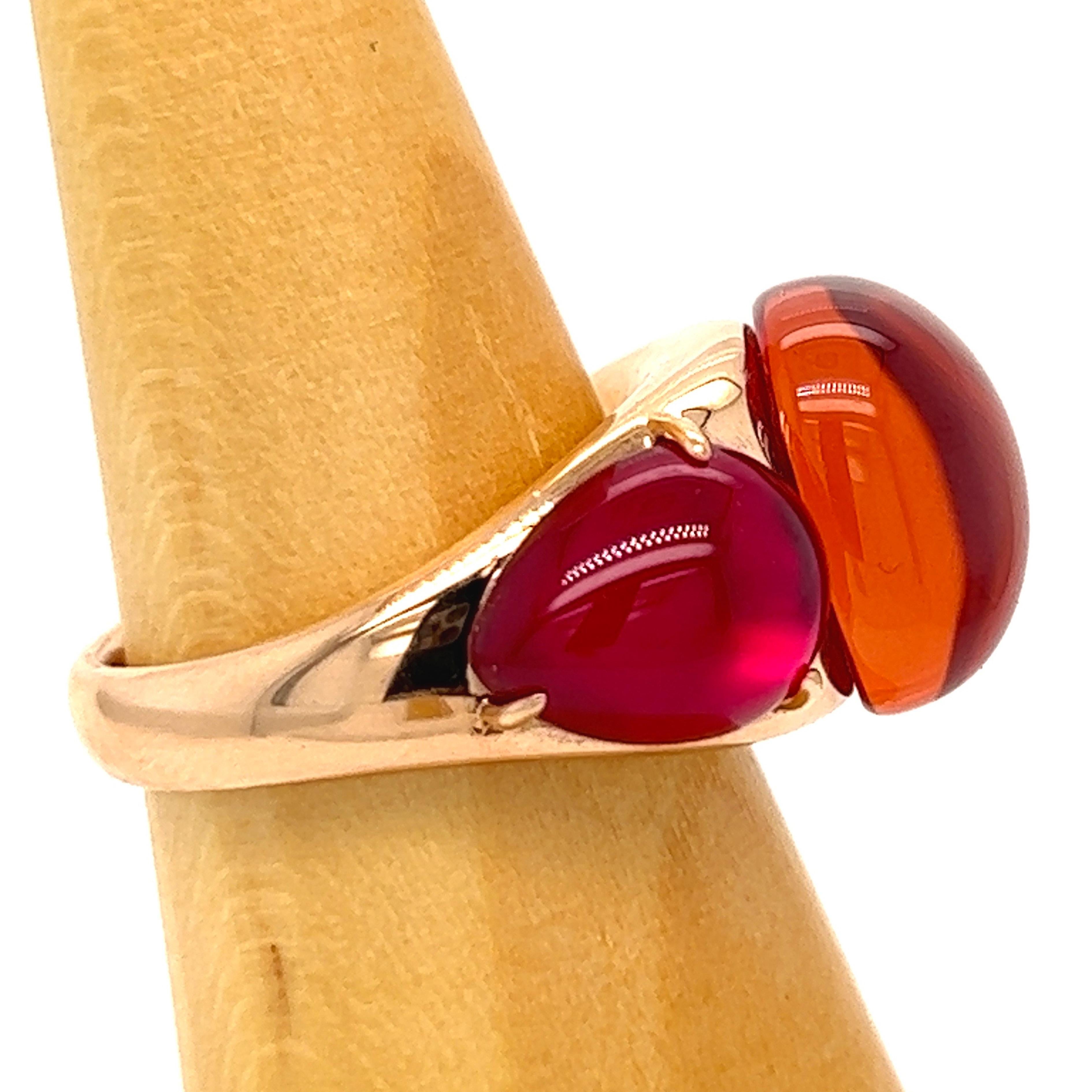 Antique Cushion Cut Original 2013 Pomellato Rouge Passion Orange Sapphire Rose Gold Cocktail Ring