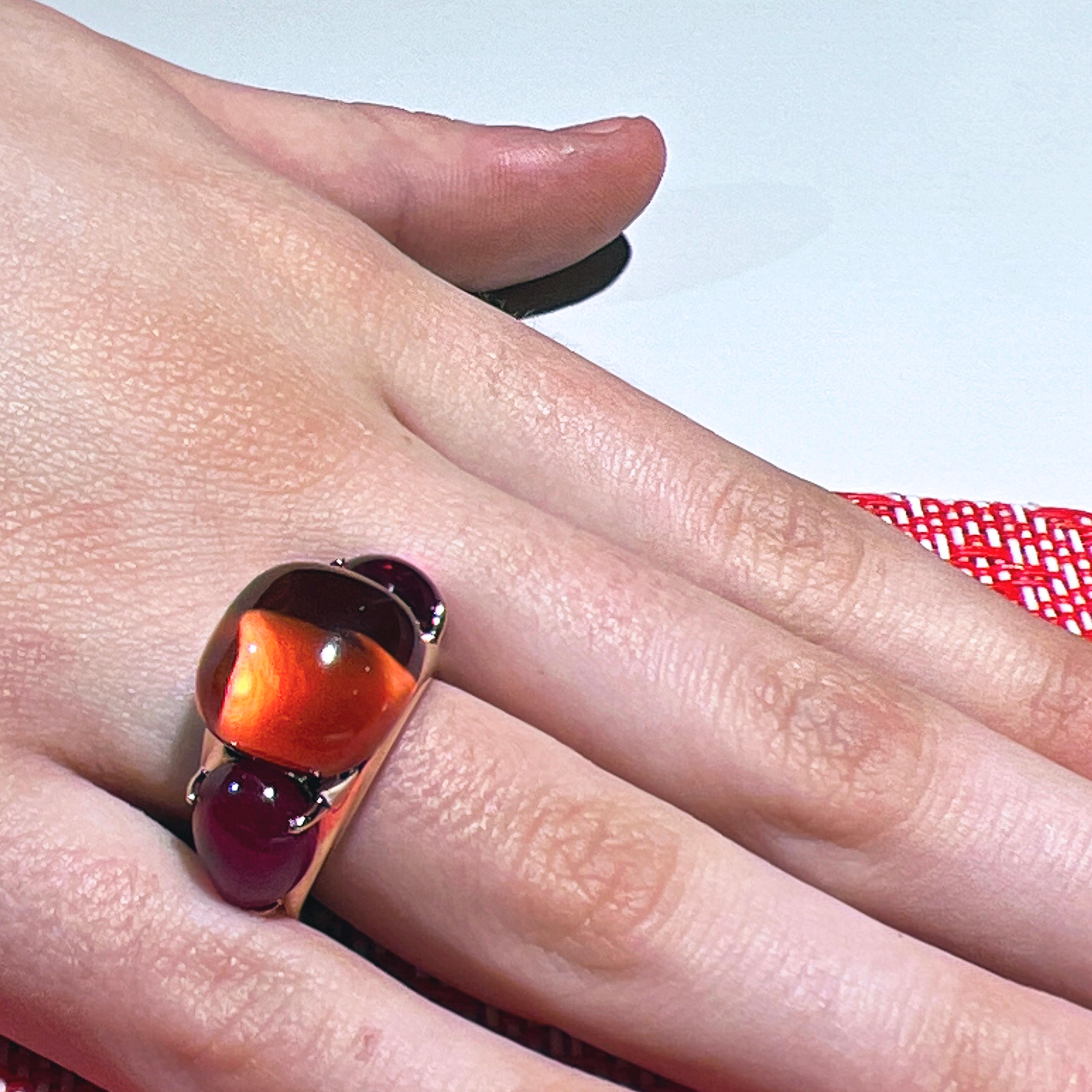 Original 2013 Pomellato Rouge Passion Orange Sapphire Rose Gold Cocktail Ring In New Condition In Valenza, IT