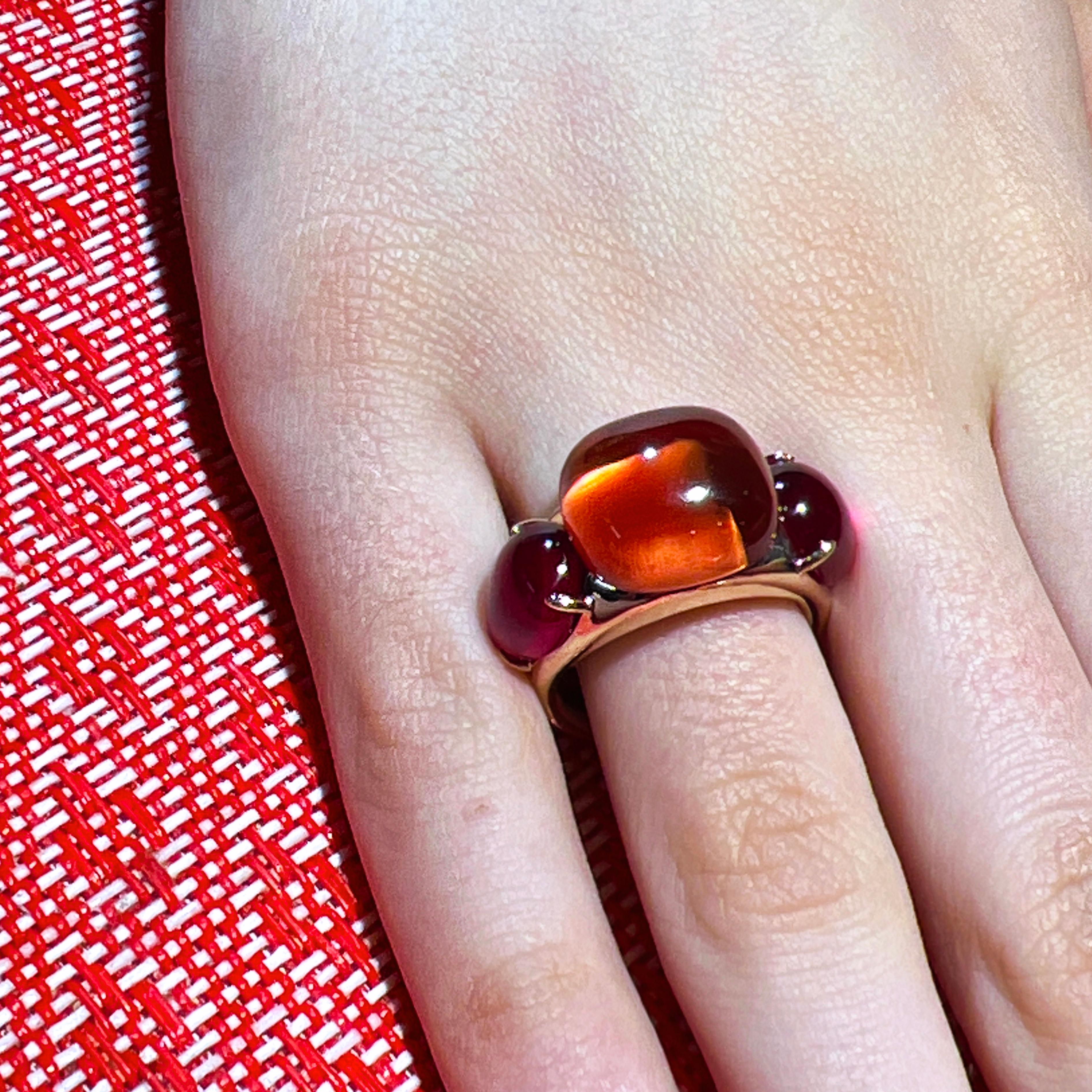 Women's Original 2013 Pomellato Rouge Passion Orange Sapphire Rose Gold Cocktail Ring