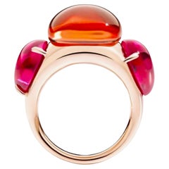 Original 2013 Pomellato Rouge Passion Orange Sapphire Rose Gold Cocktail Ring