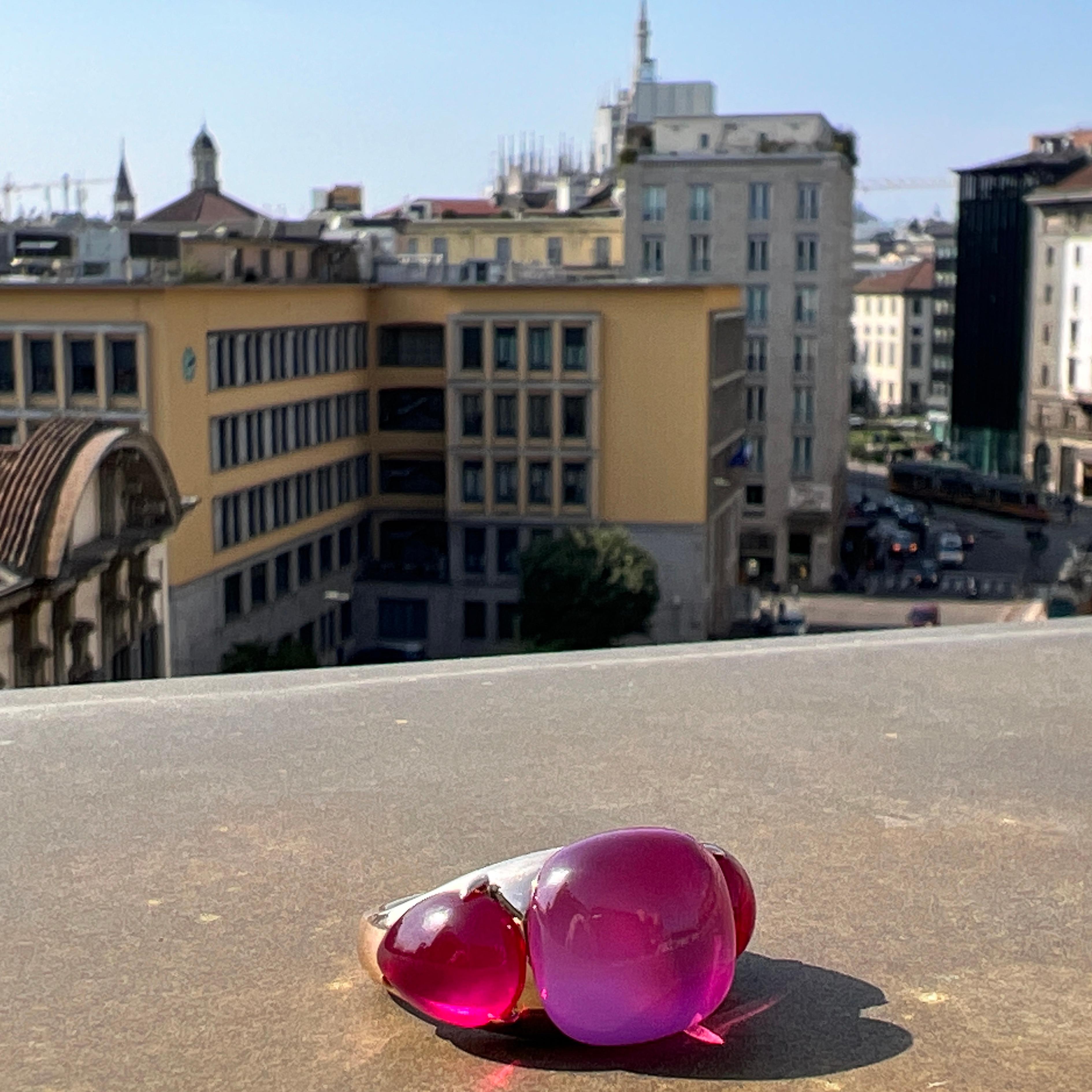 Original 2013 Pomellato Rouge Passion Pink Sapphire Rose Gold Cocktail Ring 1