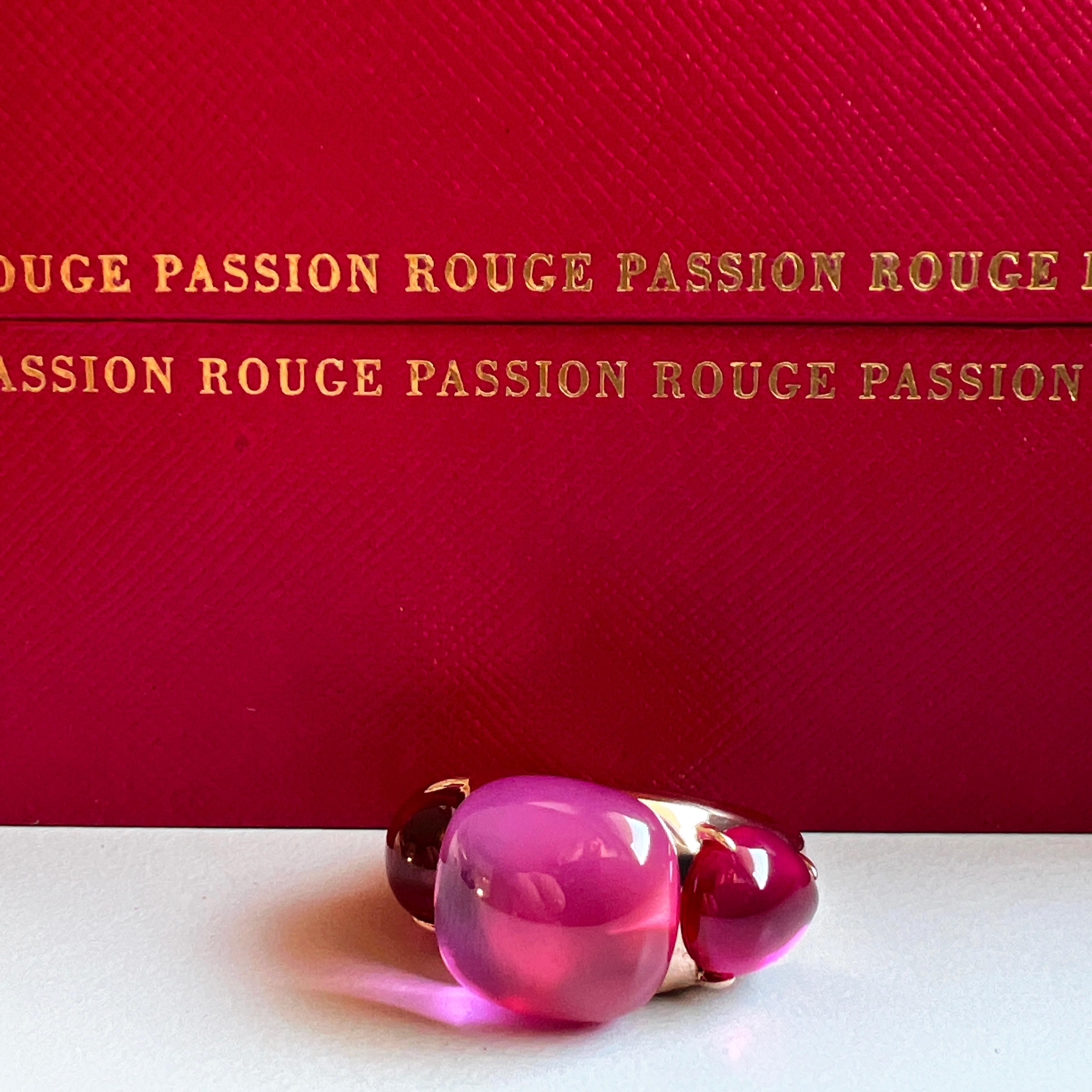 Original 2013 Pomellato Rouge Passion Pink Sapphire Rose Gold Cocktail Ring 2