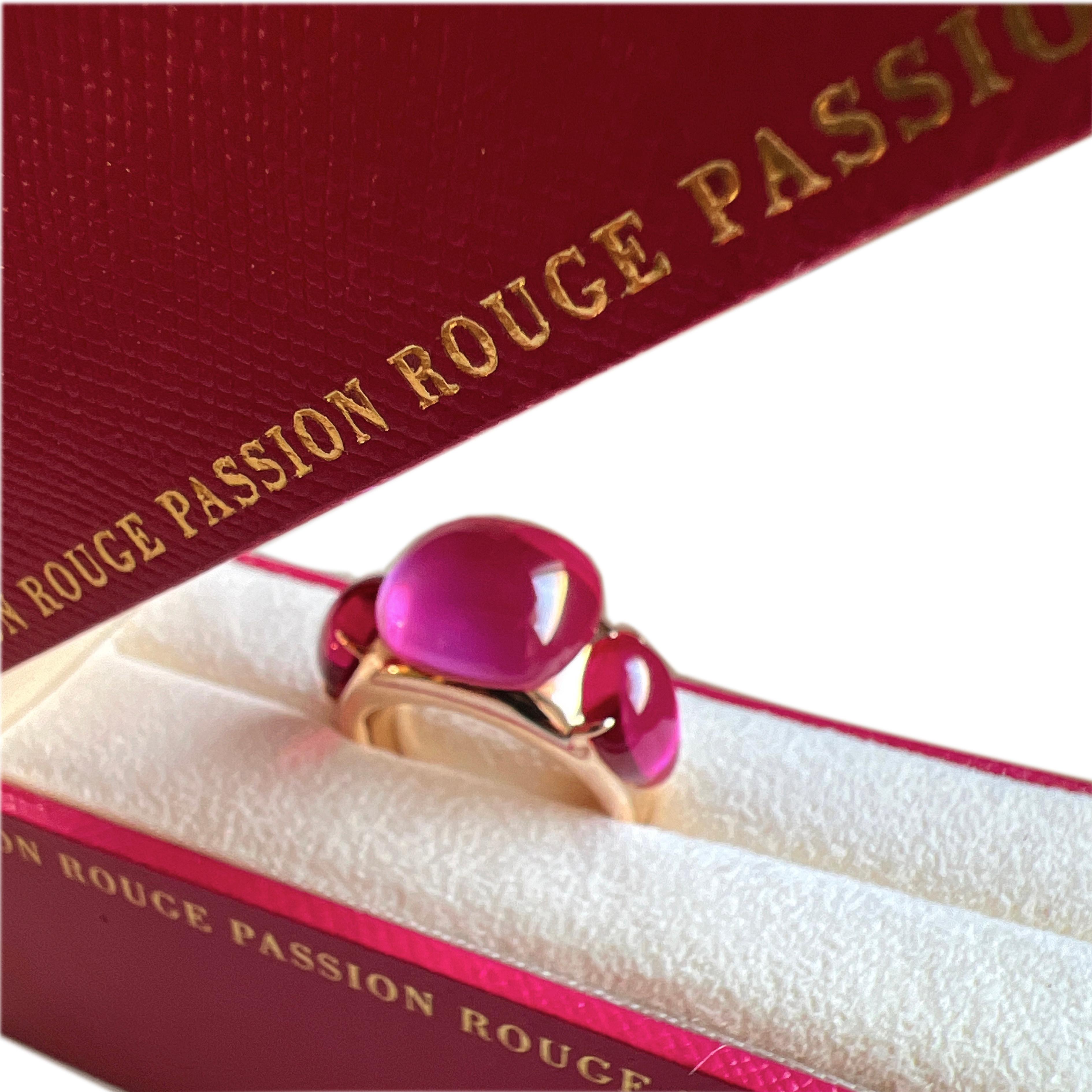 Original 2013 Pomellato Rouge Passion Pink Sapphire Rose Gold Cocktail Ring 7