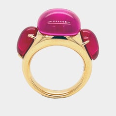 Original 2013 Pomellato Rouge Passion Pink Sapphire Rose Gold Cocktail Ring