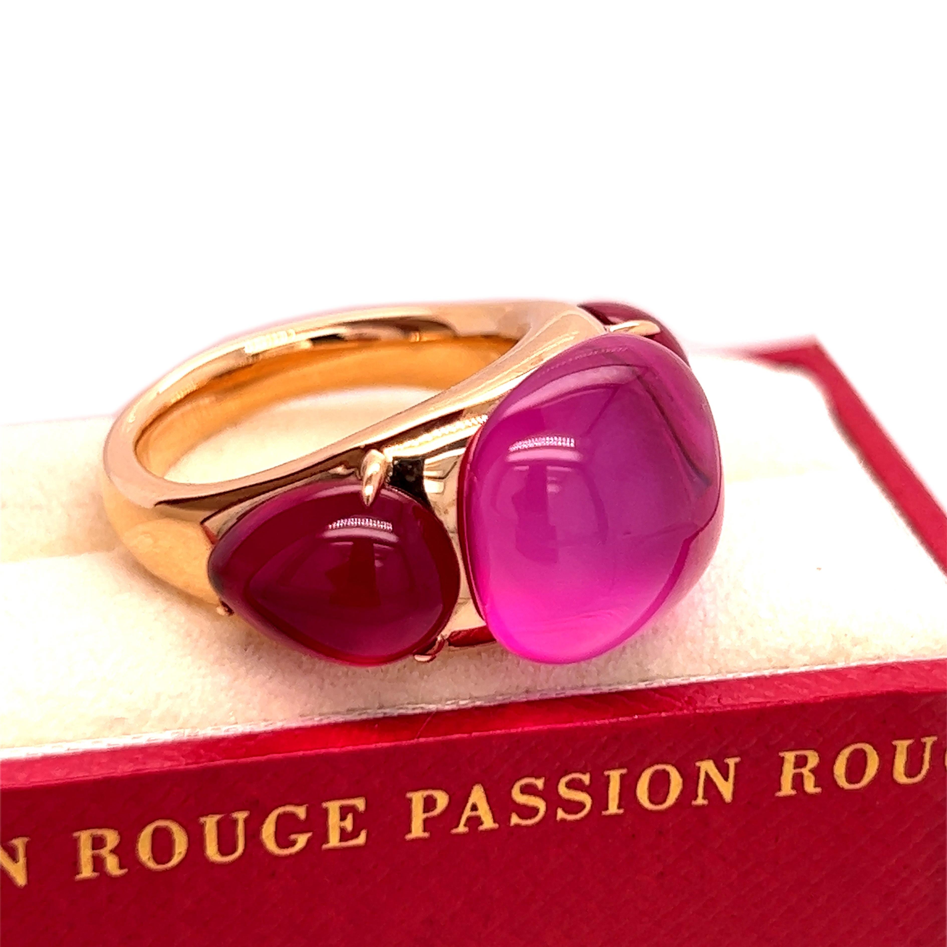 Original 2013 Pomellato Rouge Passion Pink Sapphire Rose Gold Cocktail Ring In New Condition In Valenza, IT