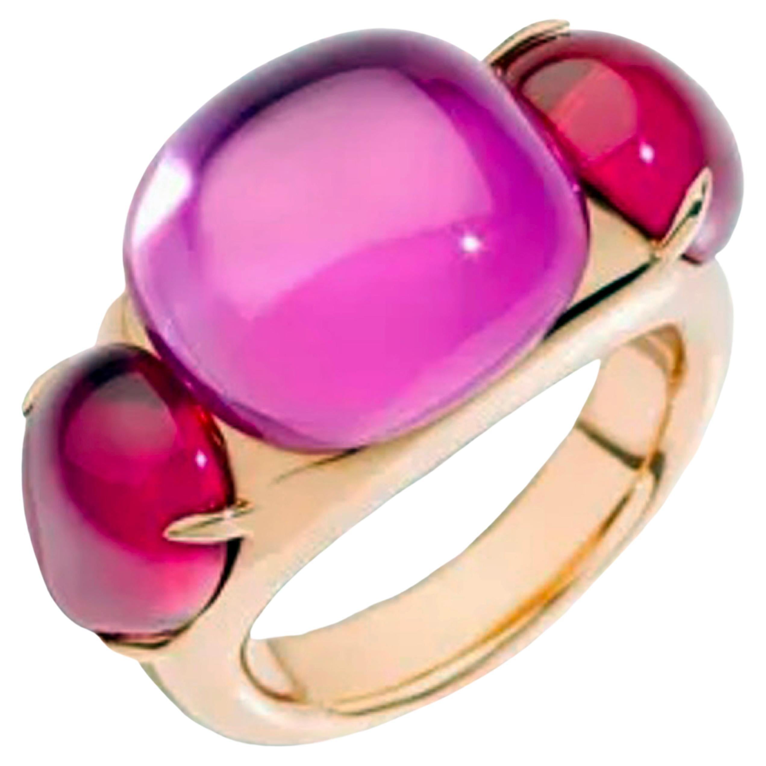 Original 2013 Pomellato Rouge Passion Pink Sapphire Rose Gold Cocktail Ring