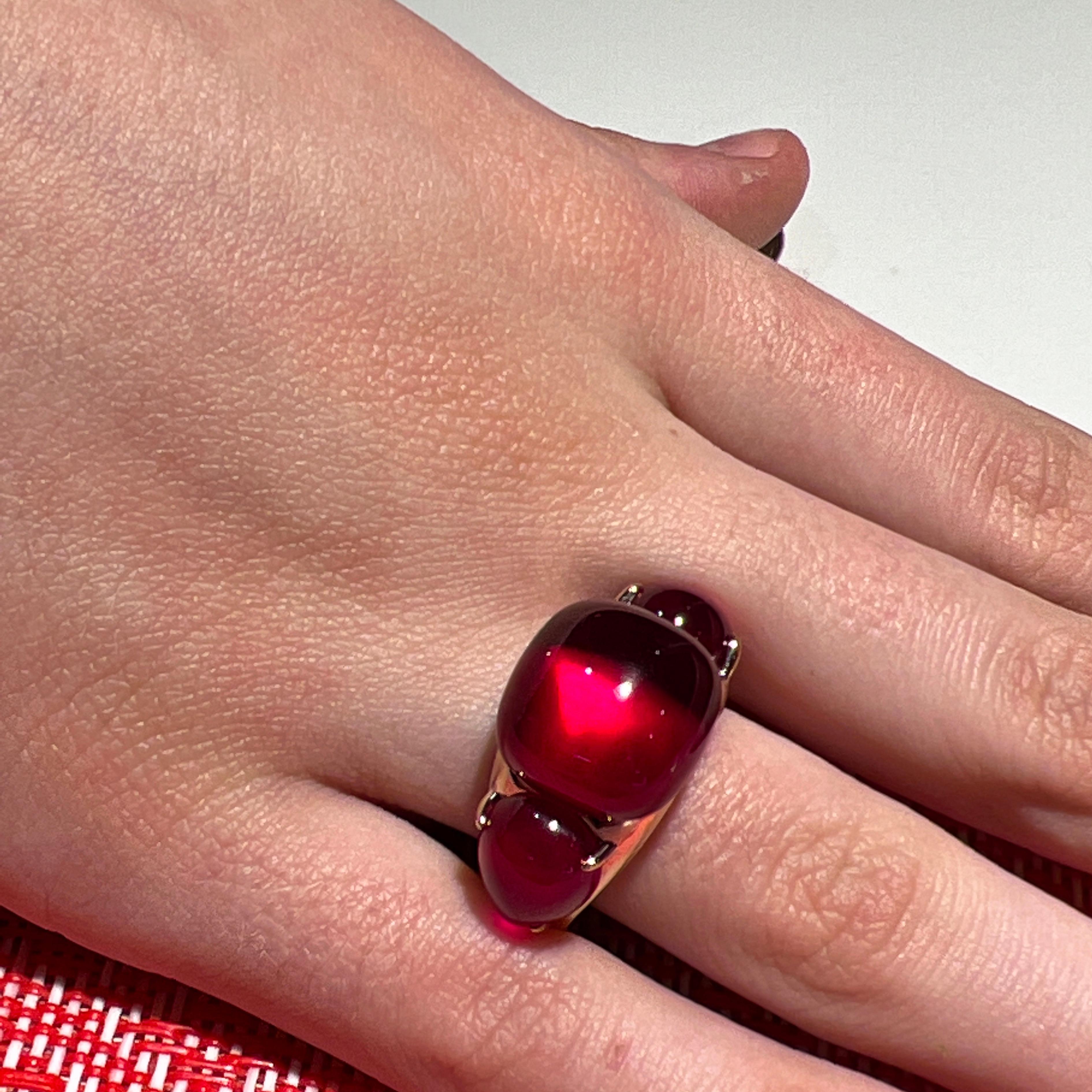 Original 2013 Pomellato Rouge Passion Red Sapphire Rose Gold Cocktail Ring 7