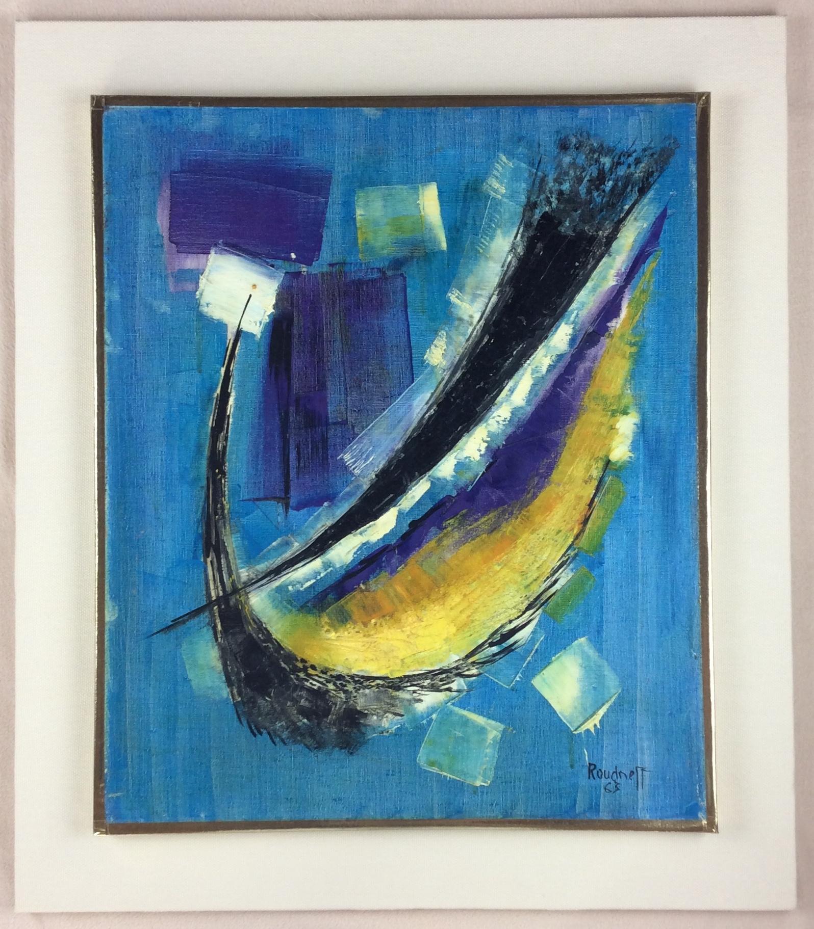 Canvas Original 20th Century Figurative Painting by French Artist Roudneff, Dated 1963 For Sale