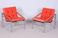 Original 20th Century Seating Set With Table, Chrome, Glass, Slovakia, 1970s