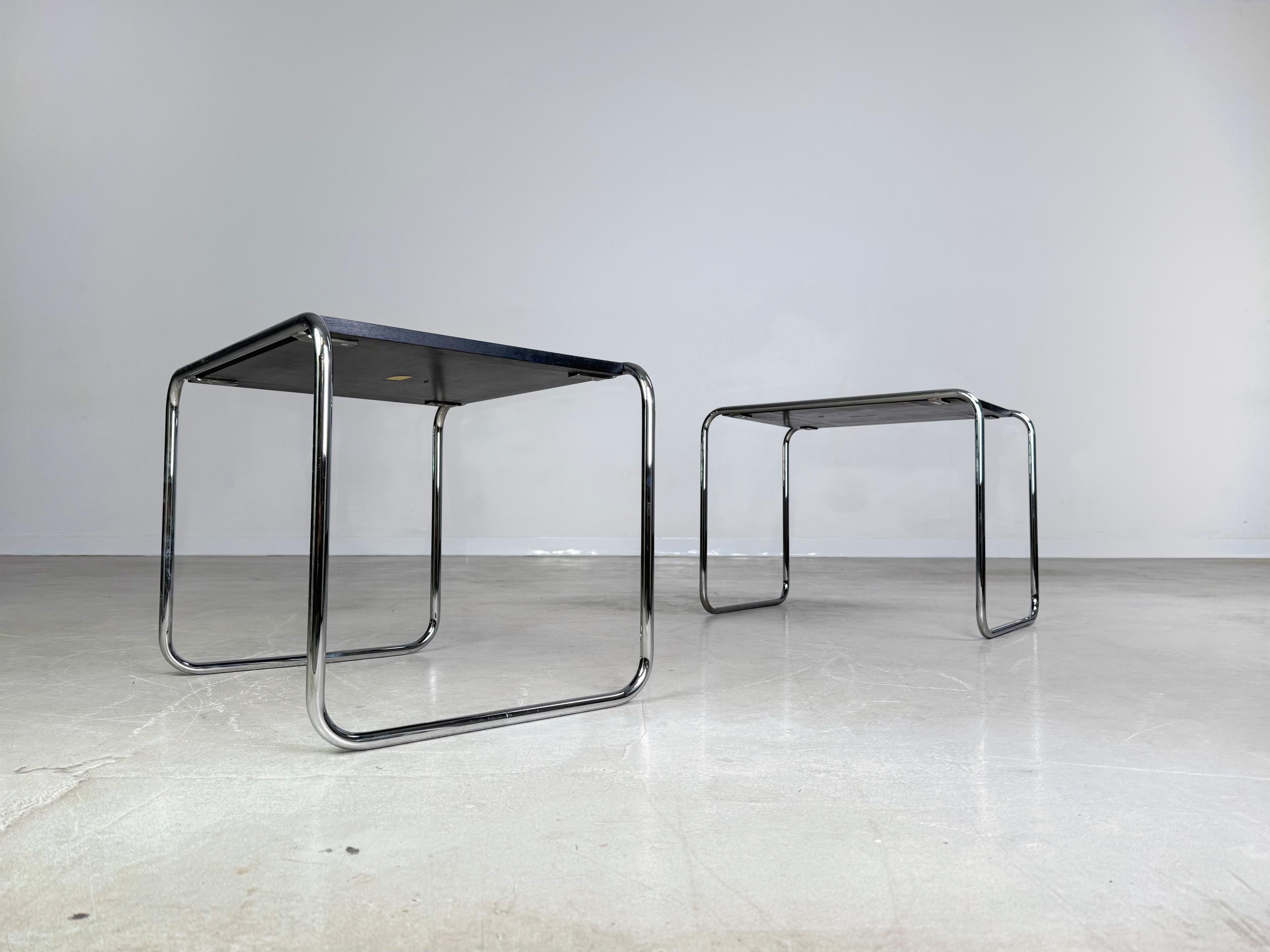 Steel Original 2er Set Marcel Breuer Couchtisch Satztische Thonet schwarz For Sale