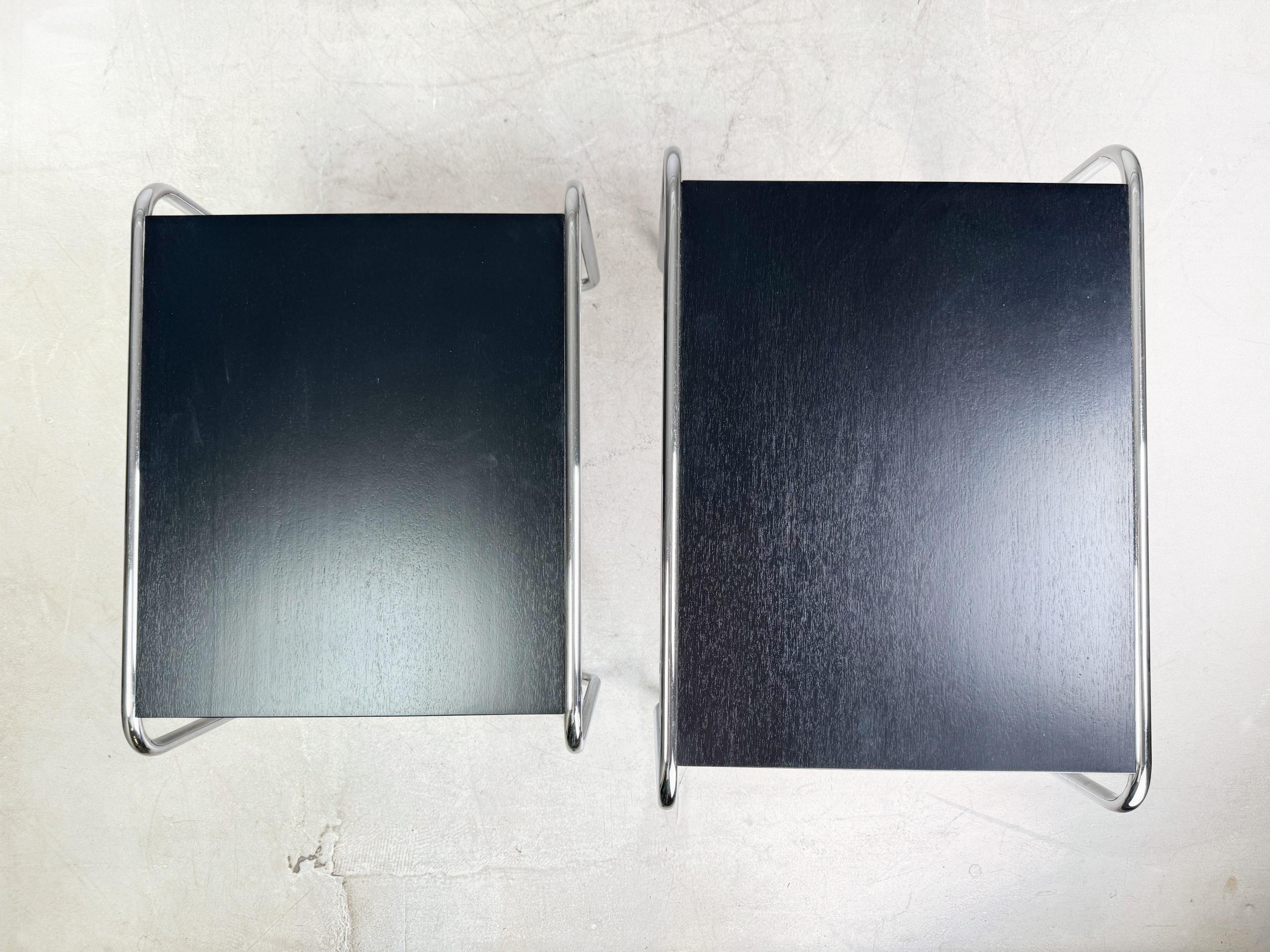 Original 2er Set Marcel Breuer Couchtisch Satztische Thonet schwarz For Sale 2