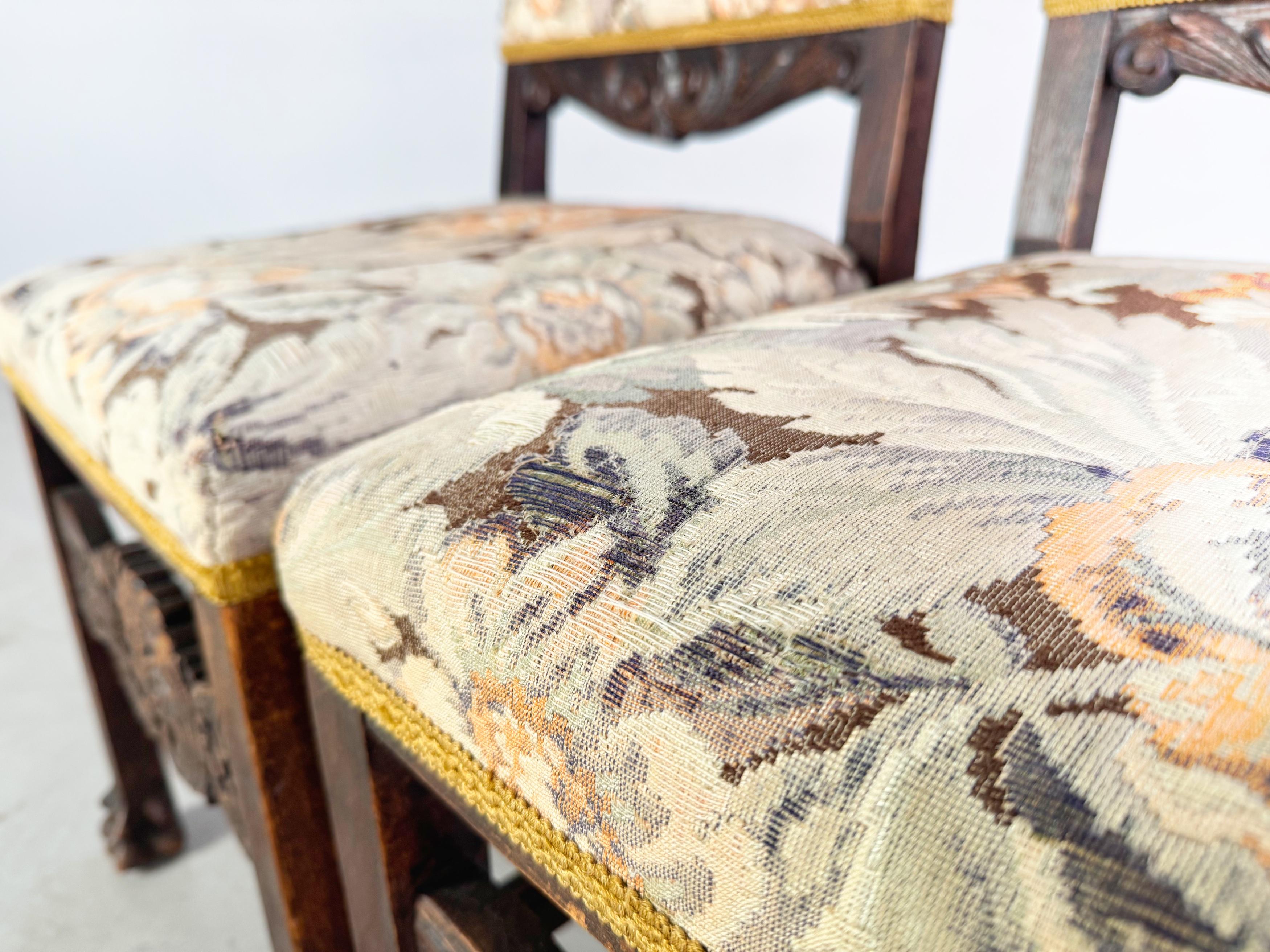 Metà XIX secolo Originale 2er Set Neobarock Stühle Antik Holz Schnitzerei floreale in vendita