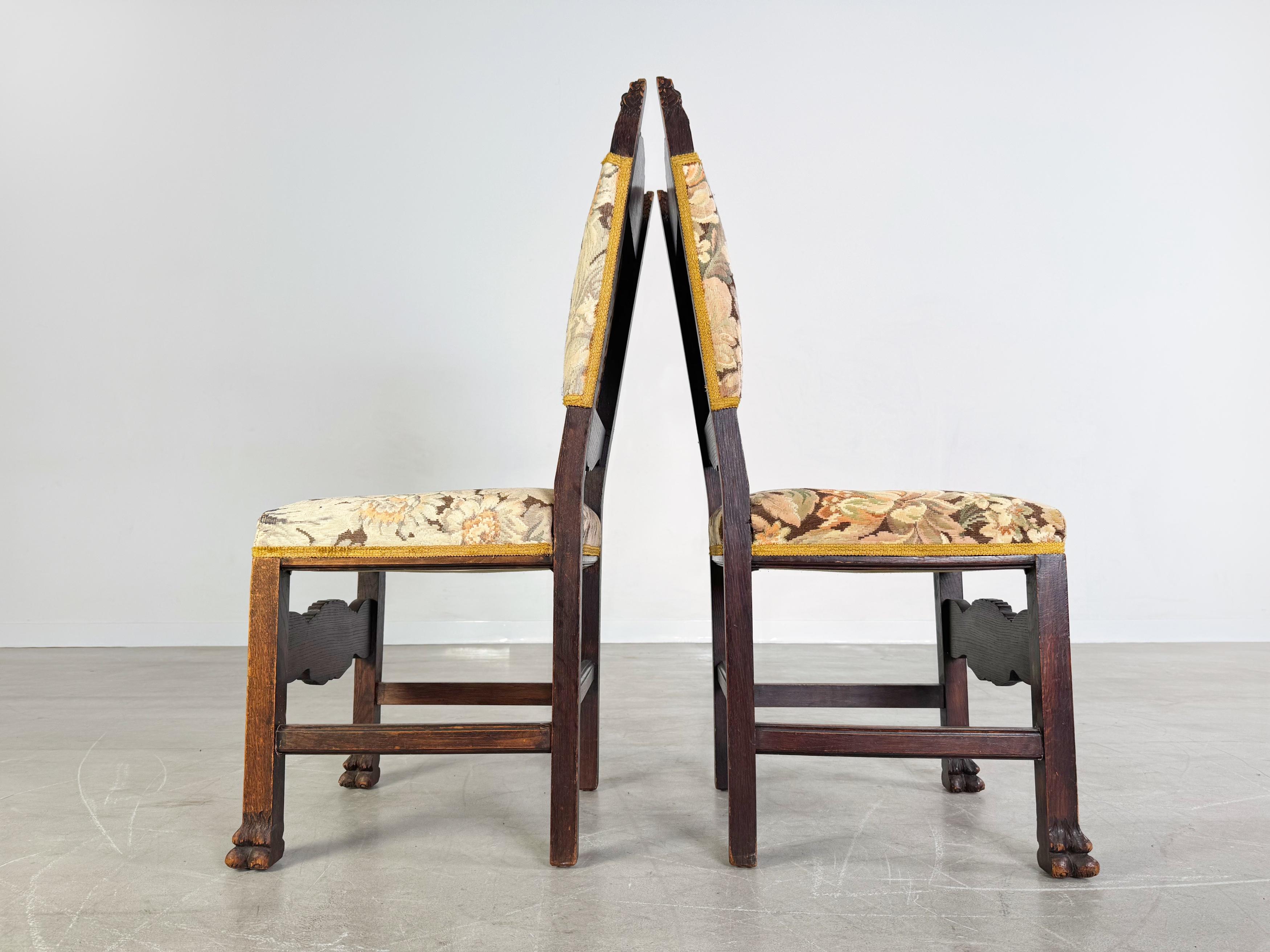 Tessuto Originale 2er Set Neobarock Stühle Antik Holz Schnitzerei floreale in vendita